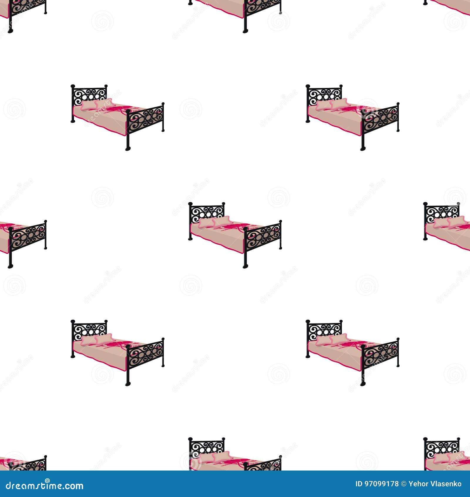 A Bed With Backs. Beds Single Icon In Cartoon Style Vector