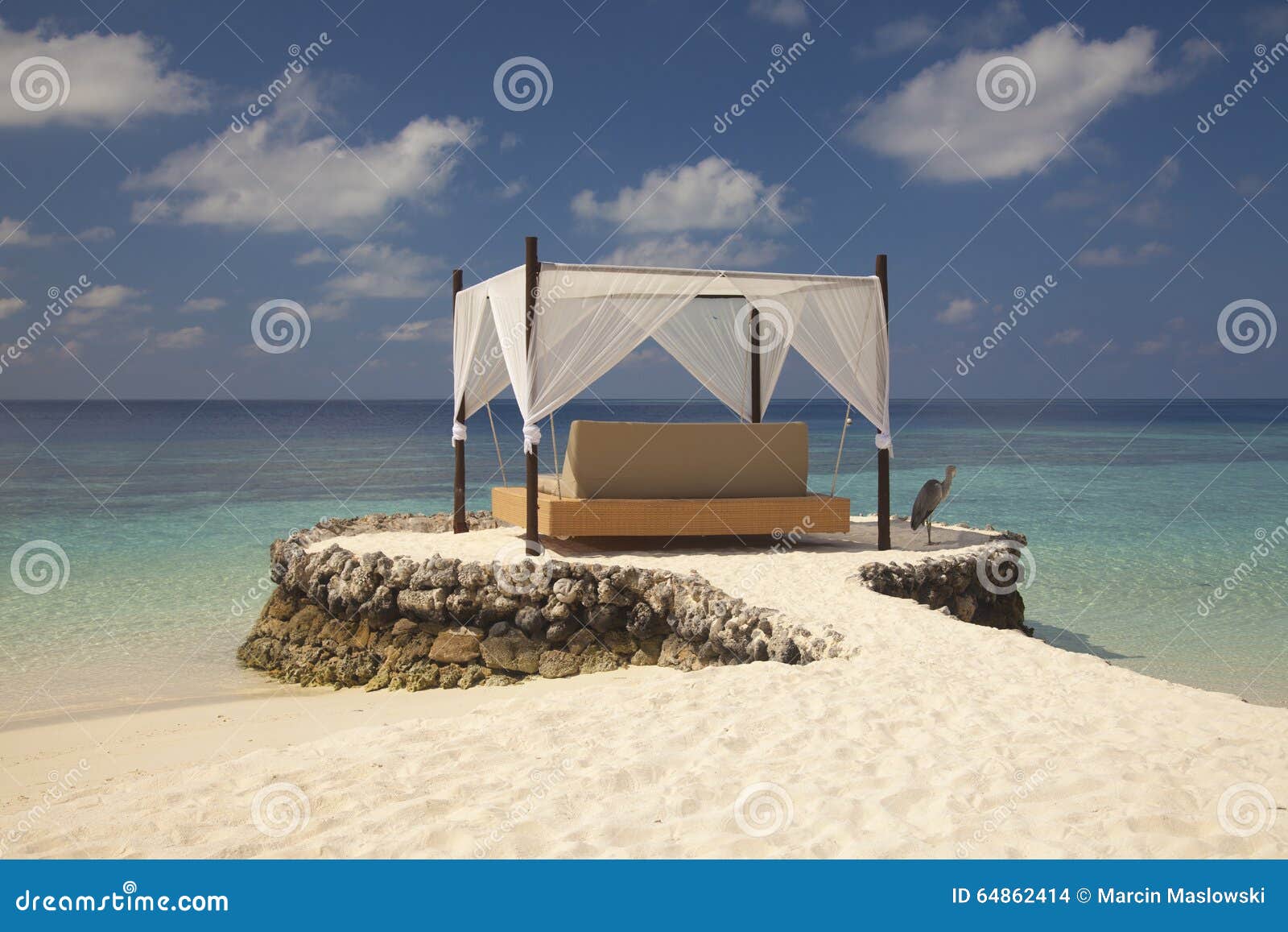 Bed in the Maldives stock photo. Image of king, decorate 64862414