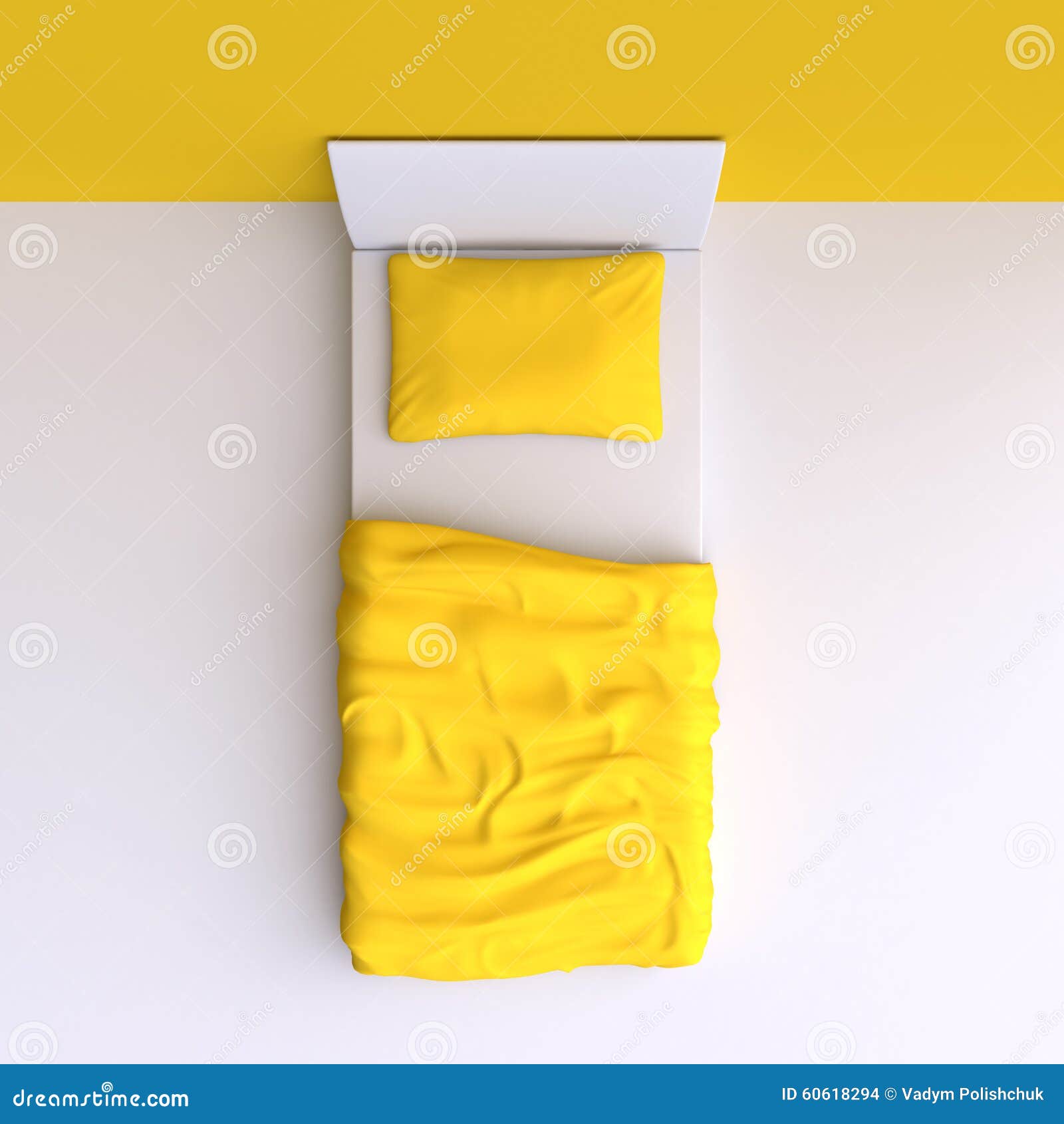 Bed with Pillow and Blanket in the Corner Room Stock Illustration Illustration of mattress