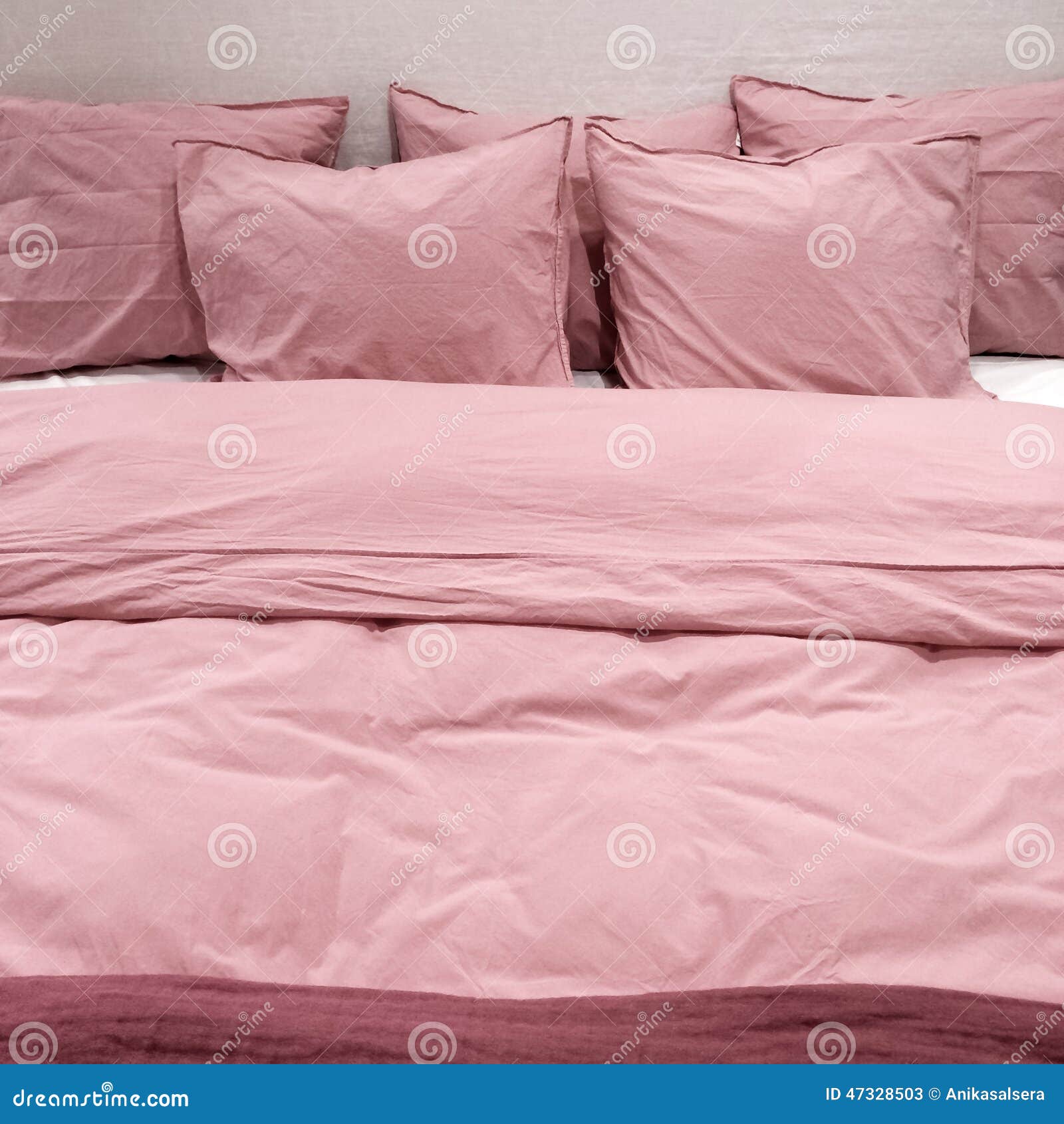 Bed with pink bedclothes stock image. Image of rest, cozy 47328503