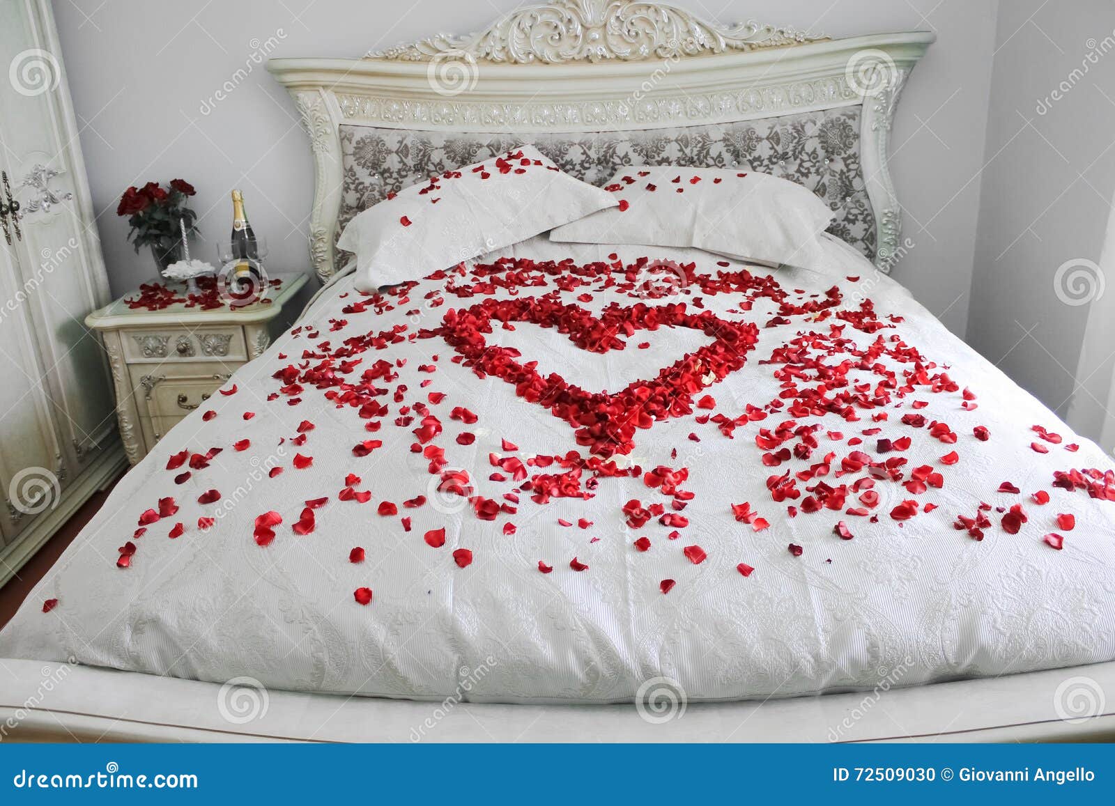 Bed With Real Red Rose Petals Stock Photo Image Of Leaf