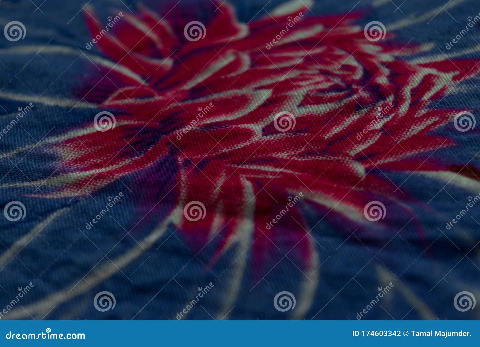 Bed Sheet Design with Silk Texture and Red Flower Design . Stock Photo