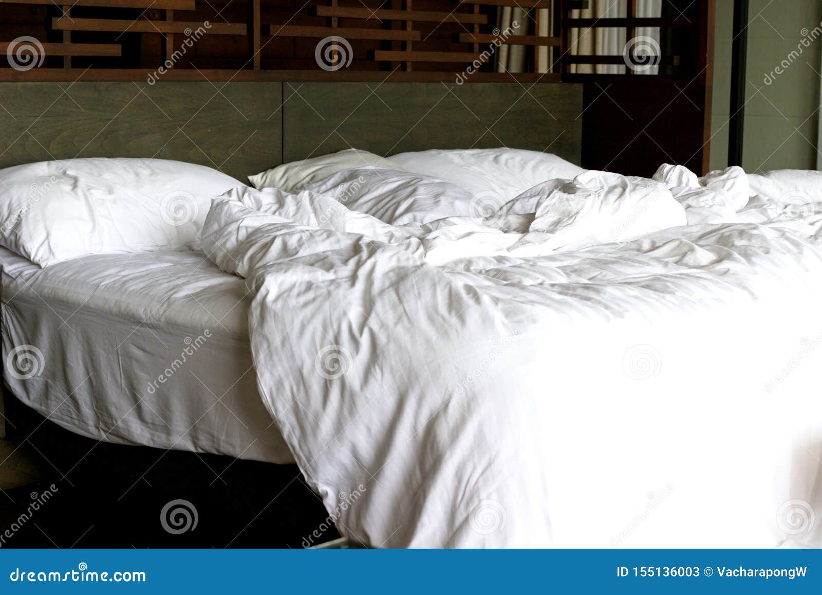 Bed Sheet in Hotel Mess after Customers Left Stock Image Image of