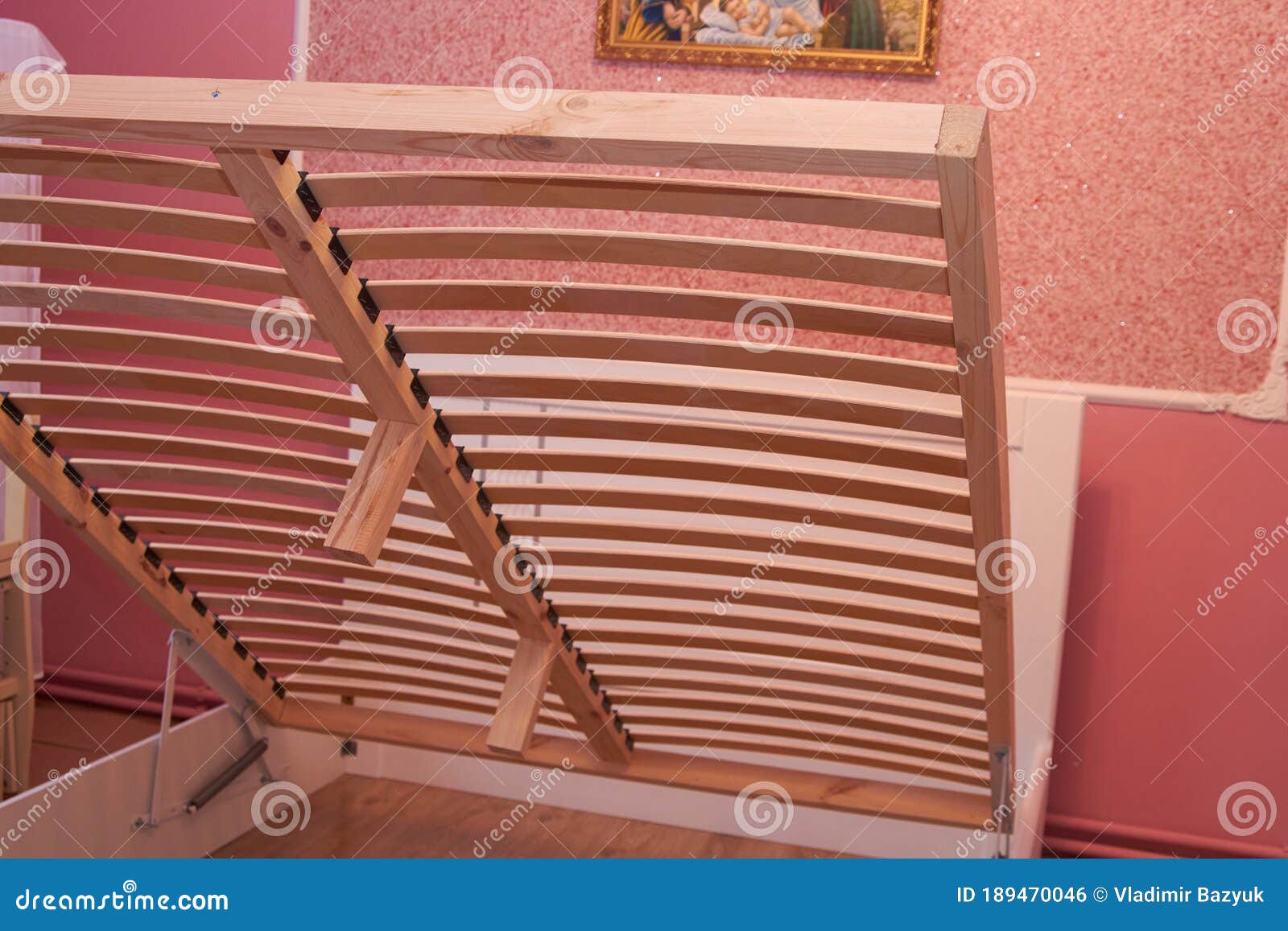 Bed with Slats,wooden Bed with Slats Raised Up Stock Photo Image of