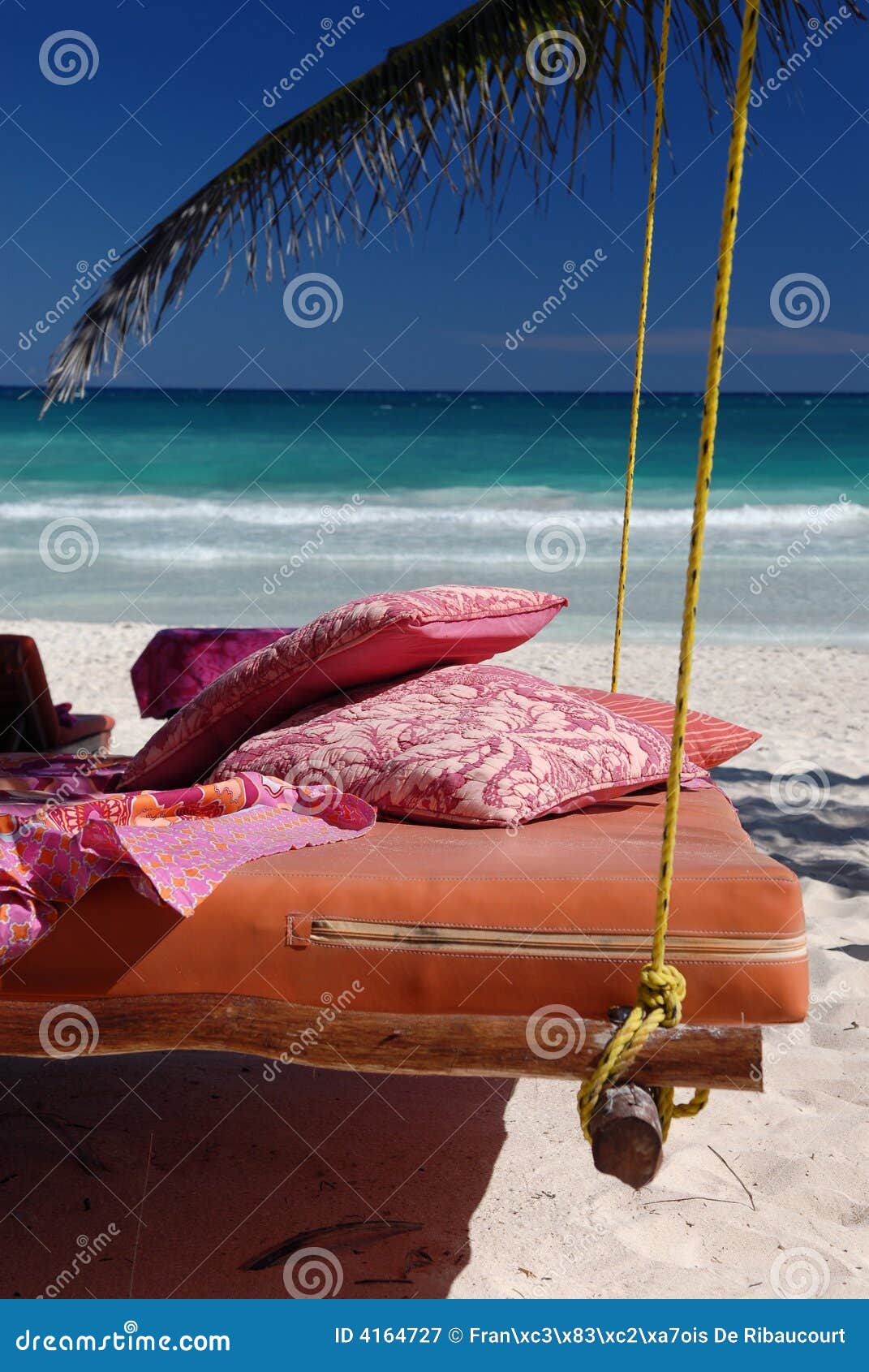 Bed on tropical beach stock image. Image of sunshine, beach 4164727