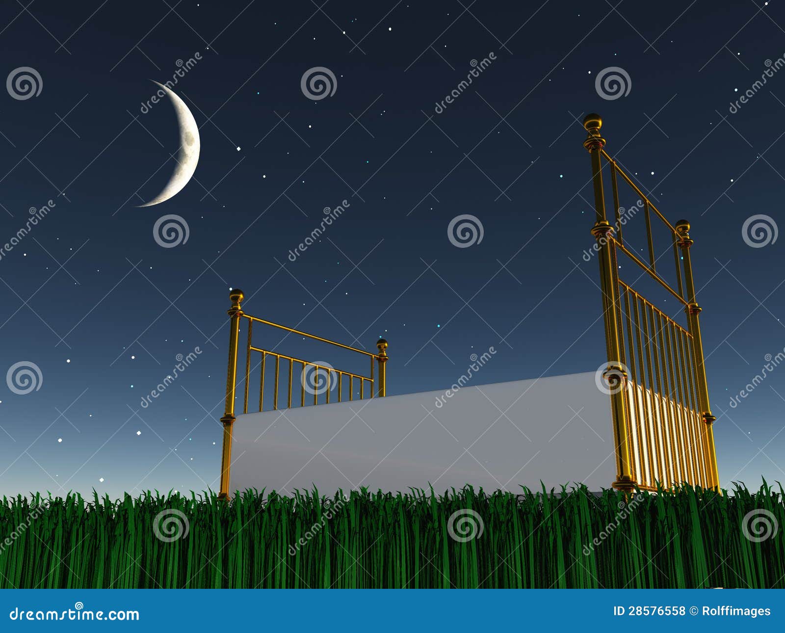 Bed under the stars stock illustration. Illustration of furniture