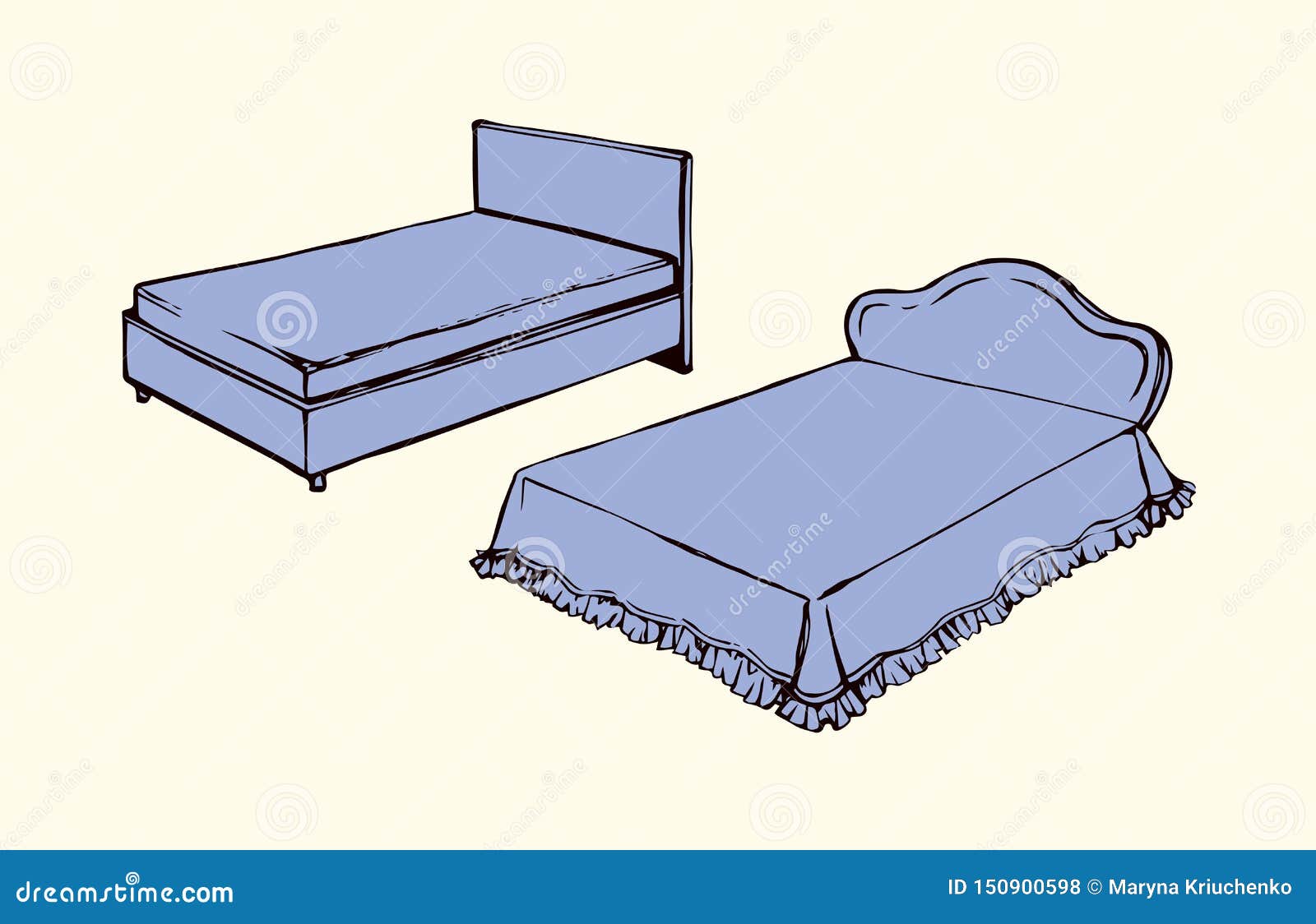Bed. Vector drawing stock vector. Illustration of drawn - 150900598