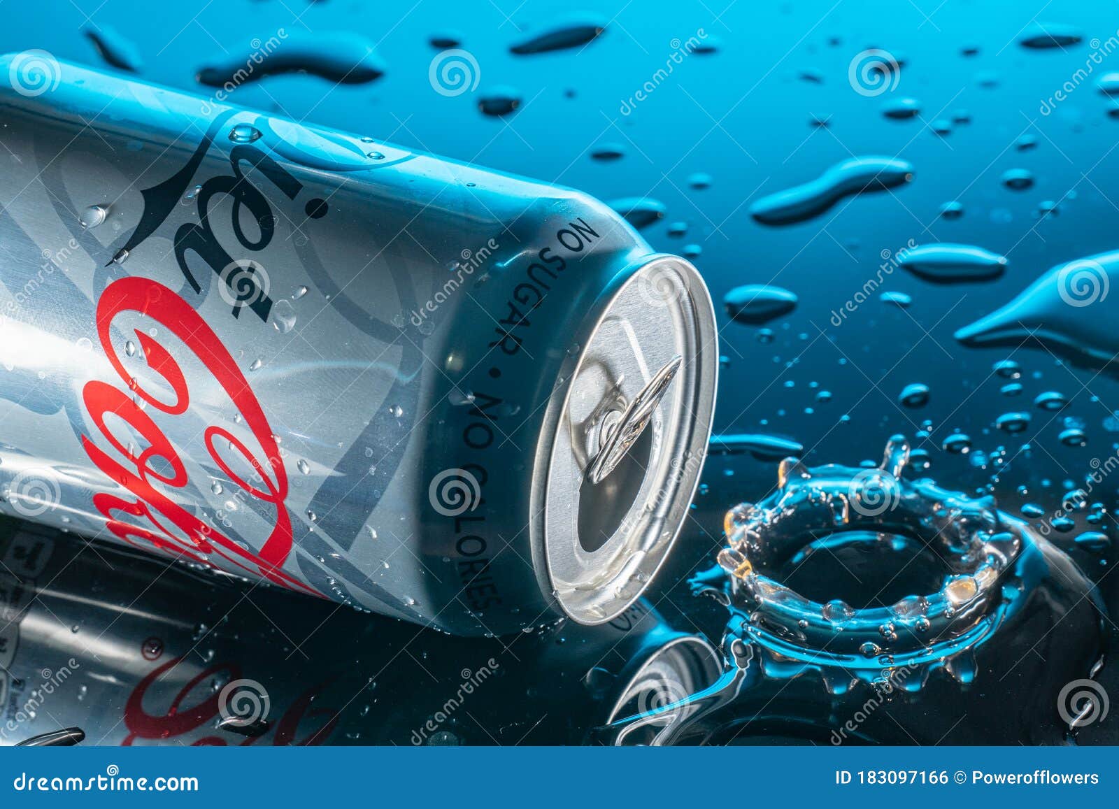 Diet Coke, Coca-Cola Light or Light Taste Coca-Cola Can Splashes of Water on a Background and Editorial Photo - Image of background, tasty: 183097166