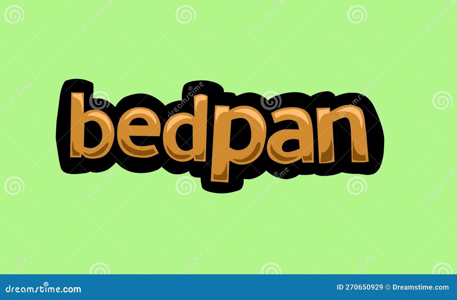 Bedpan Writing Vector Design on a Green Background Stock Illustration