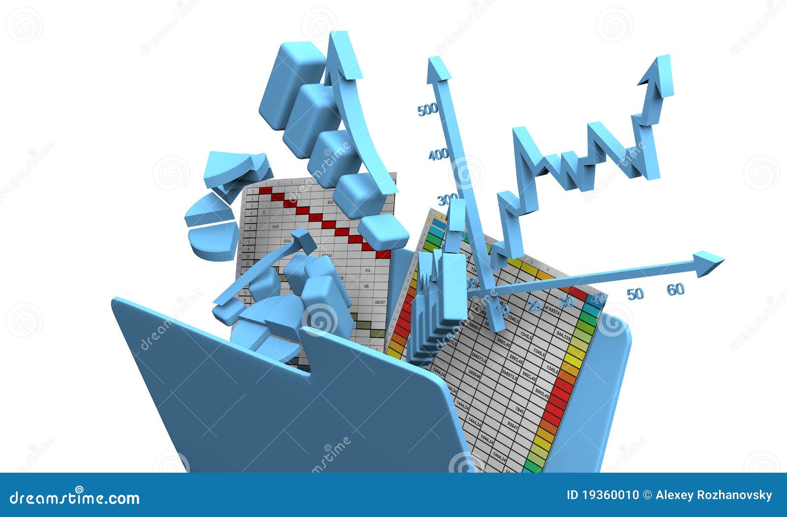 Blauwe bedrijfsfinanciëngrafiek, diagram, grafische staaf,