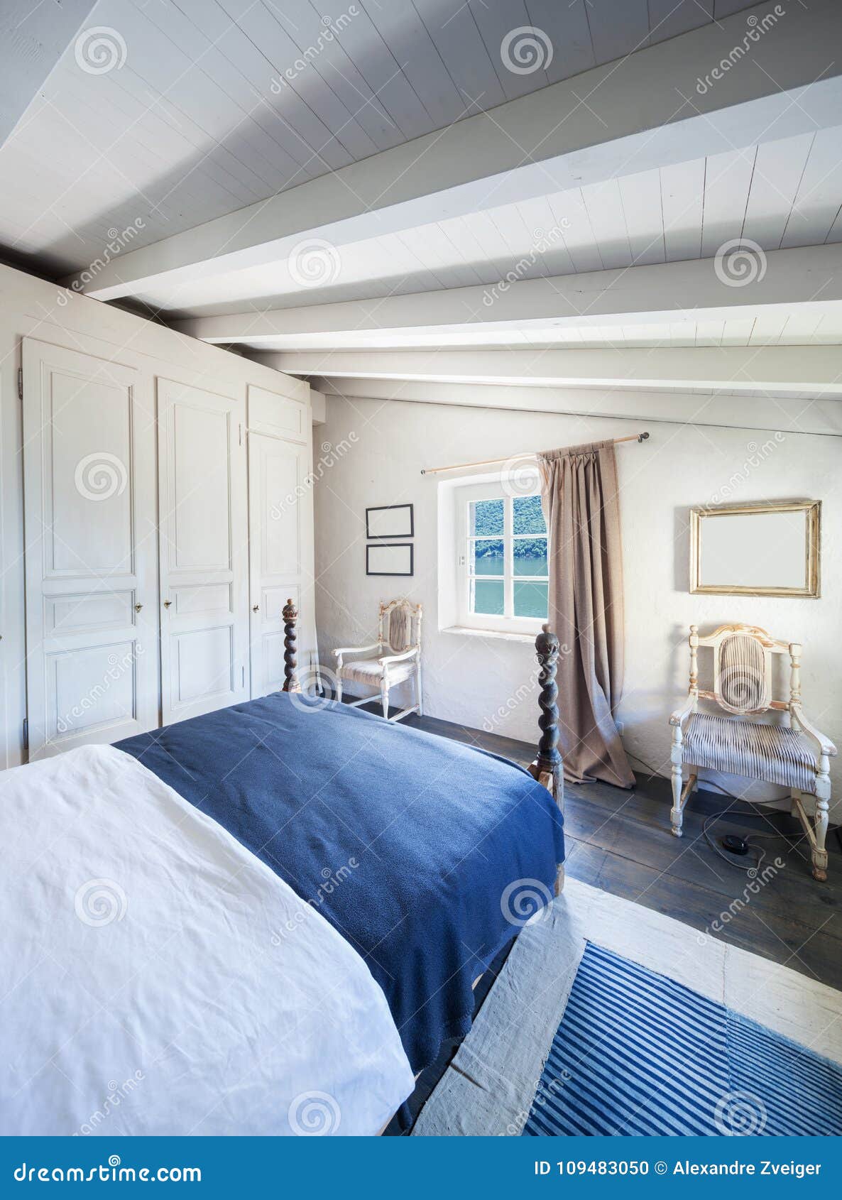 Furnished House Vintage White Bedroom Stock Photo Image