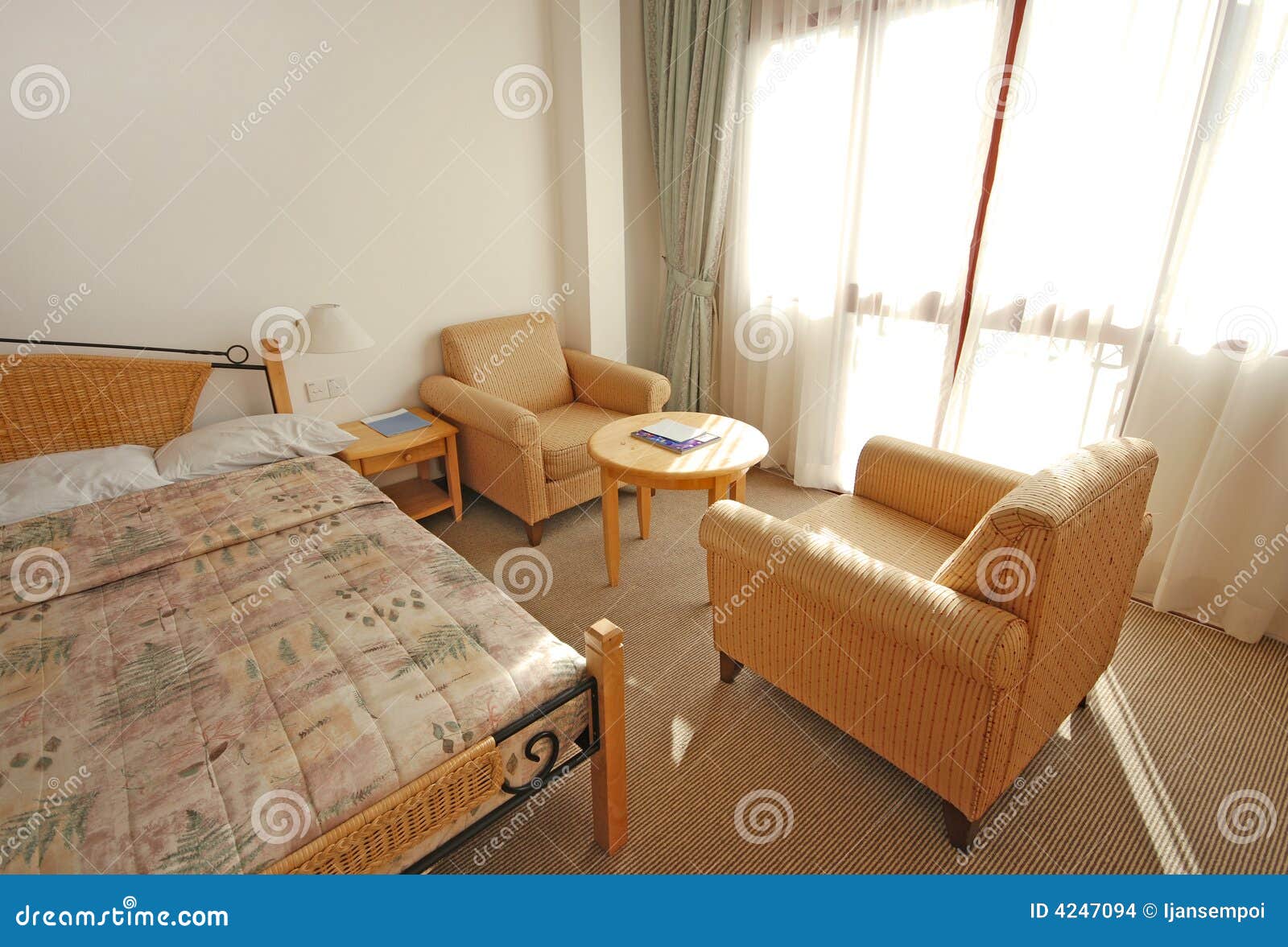 Bedroom with chairs stock photo. Image of room, rental 4247094