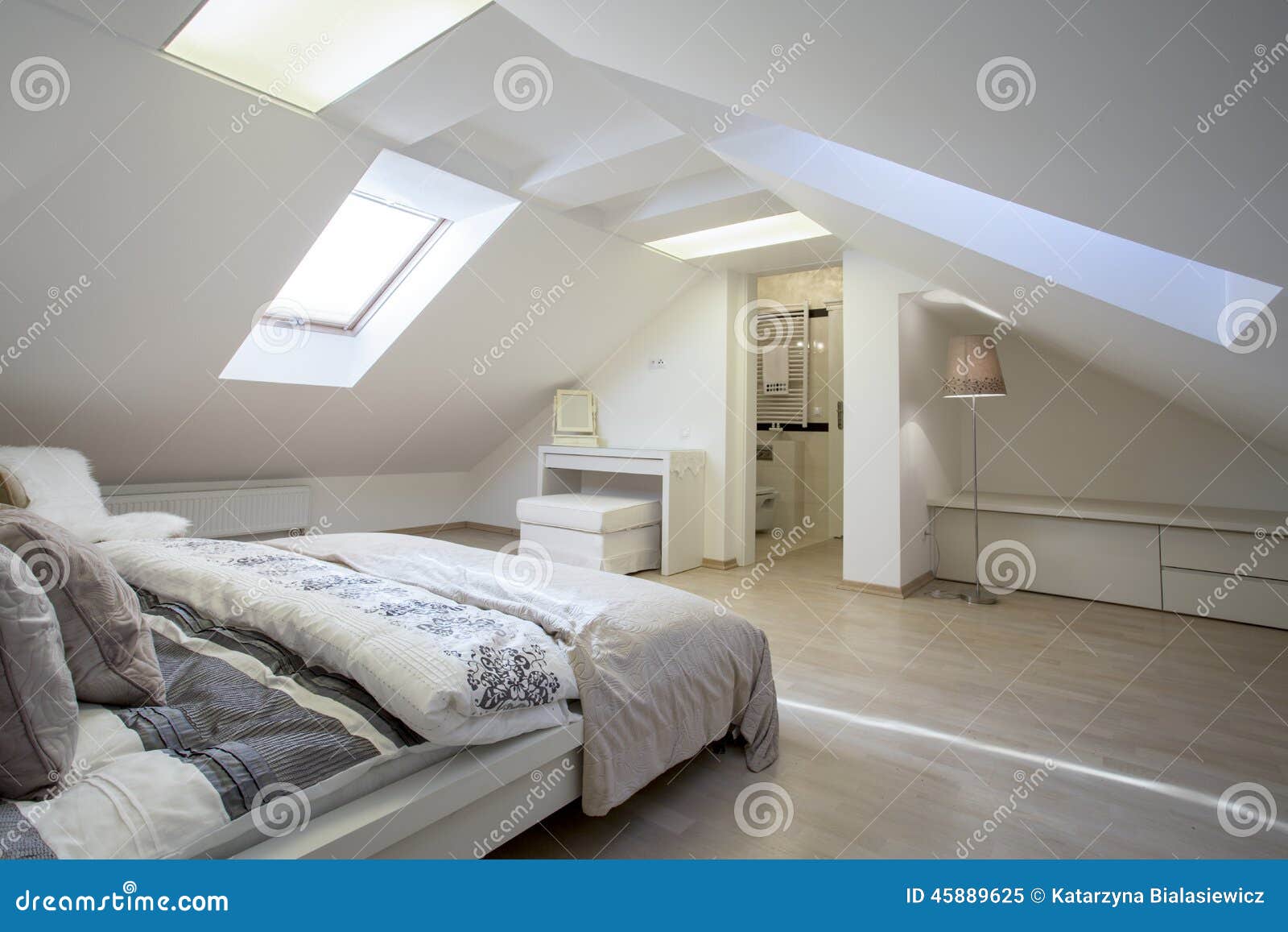Bedroom Connected with Bathroom Stock Image Image of double