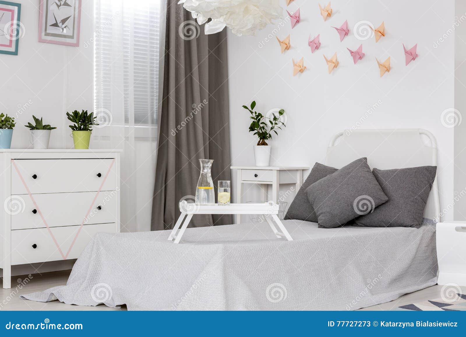 Bedroom with 3D Wall Decor Idea Stock Image - Image of sticker, idea