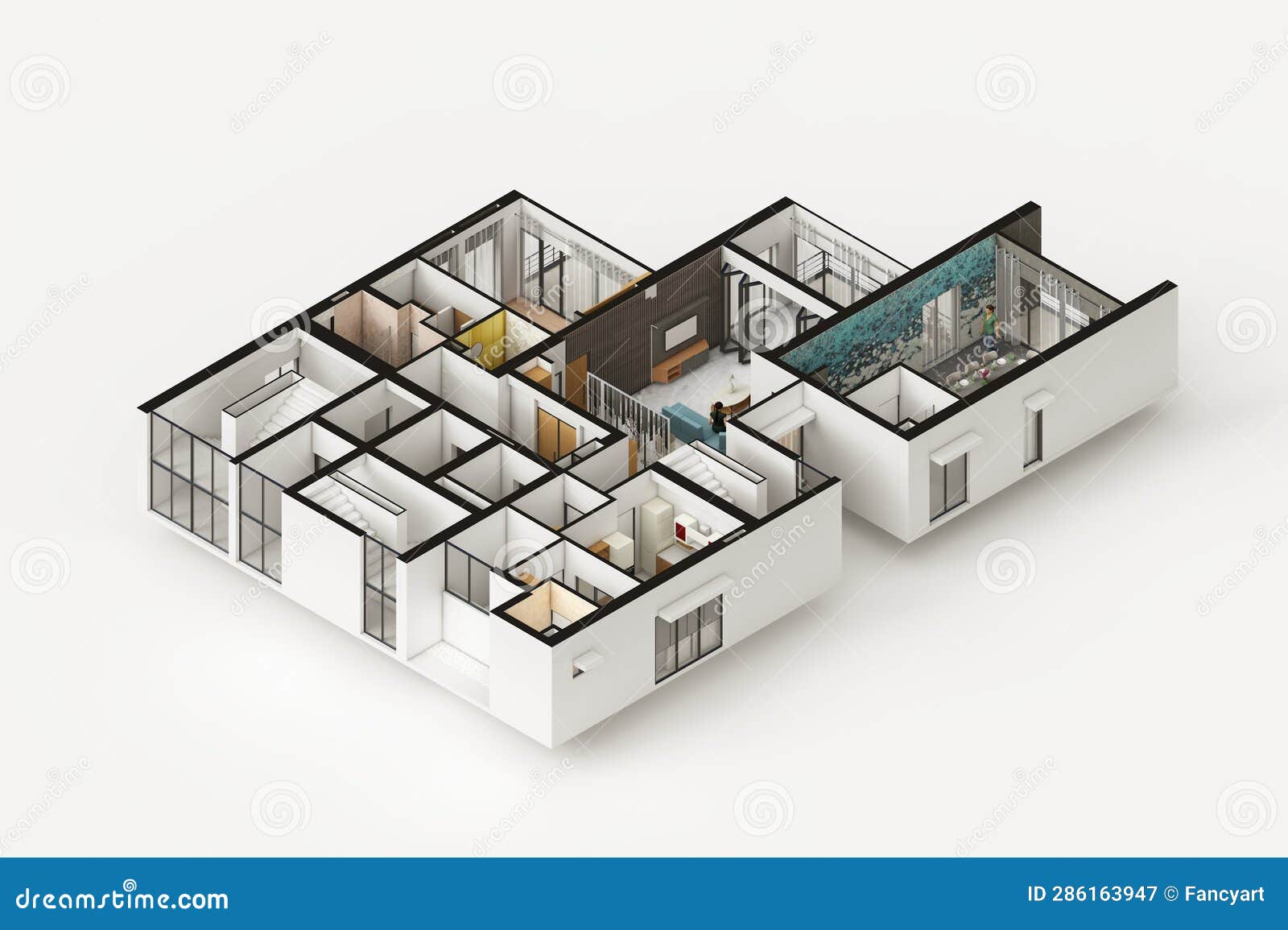 4 Bedroom Duplex Apartment Typical Floor Plan 1 Stock Illustration
