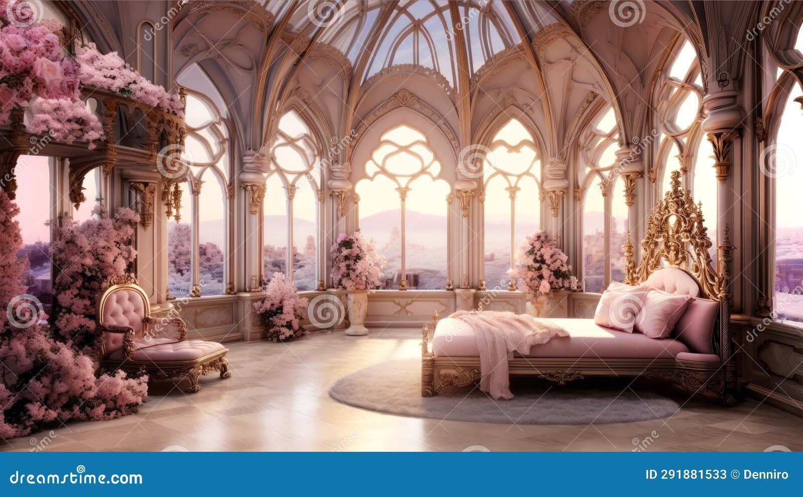 bedroom interior decorated in fancy posh neoclassicism style