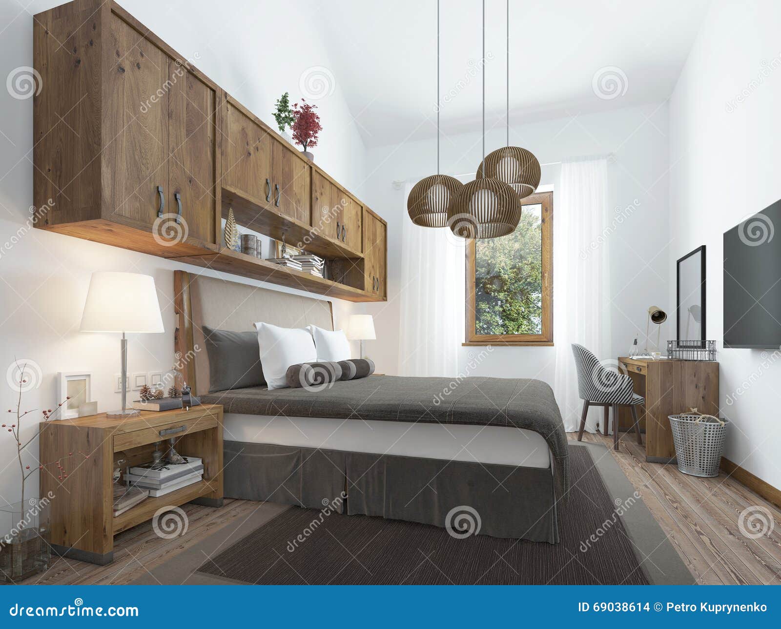 iBedroomi iLofti istylei With Wooden Furniture And White Walls 