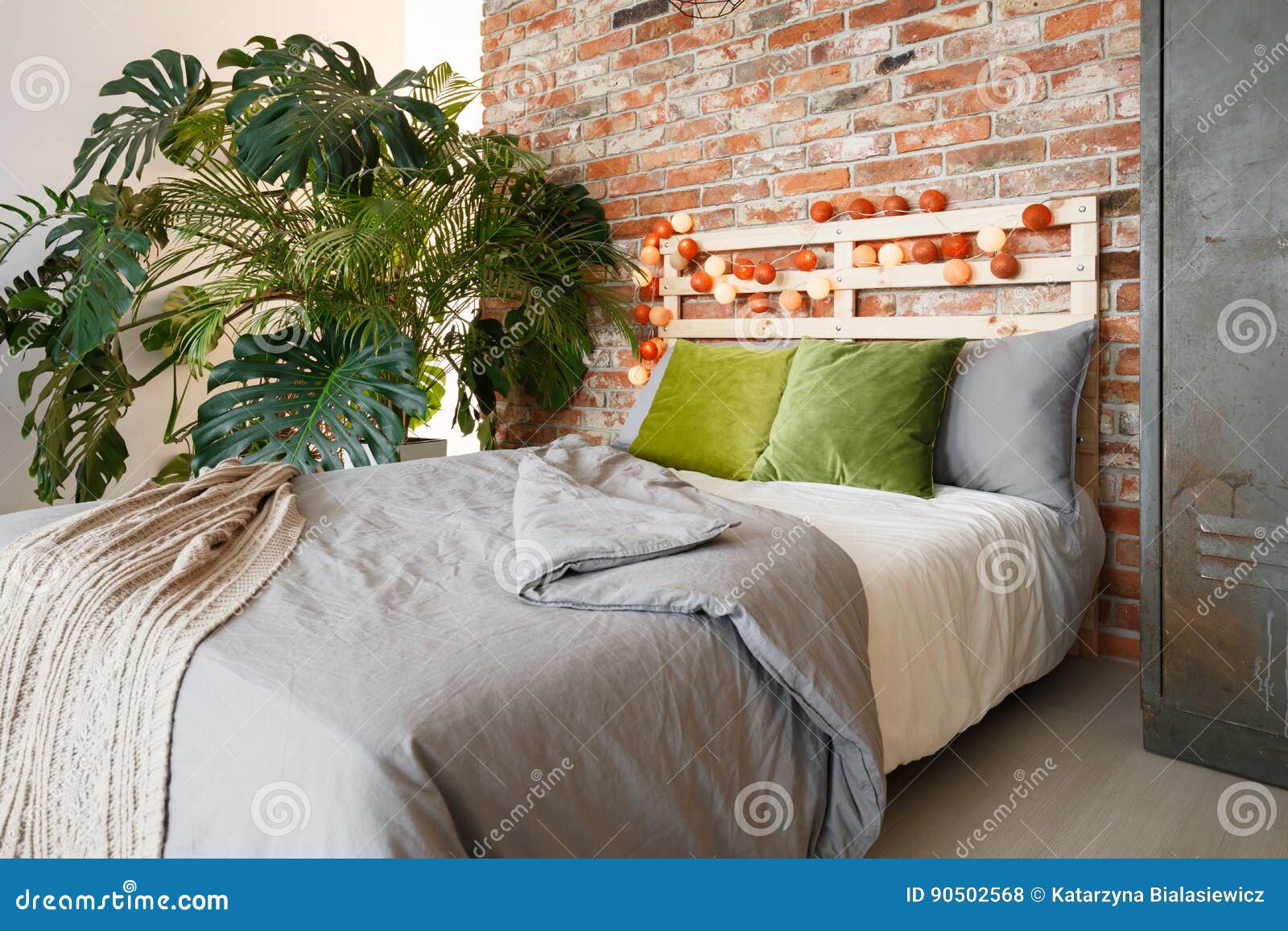 bedroom with monstera