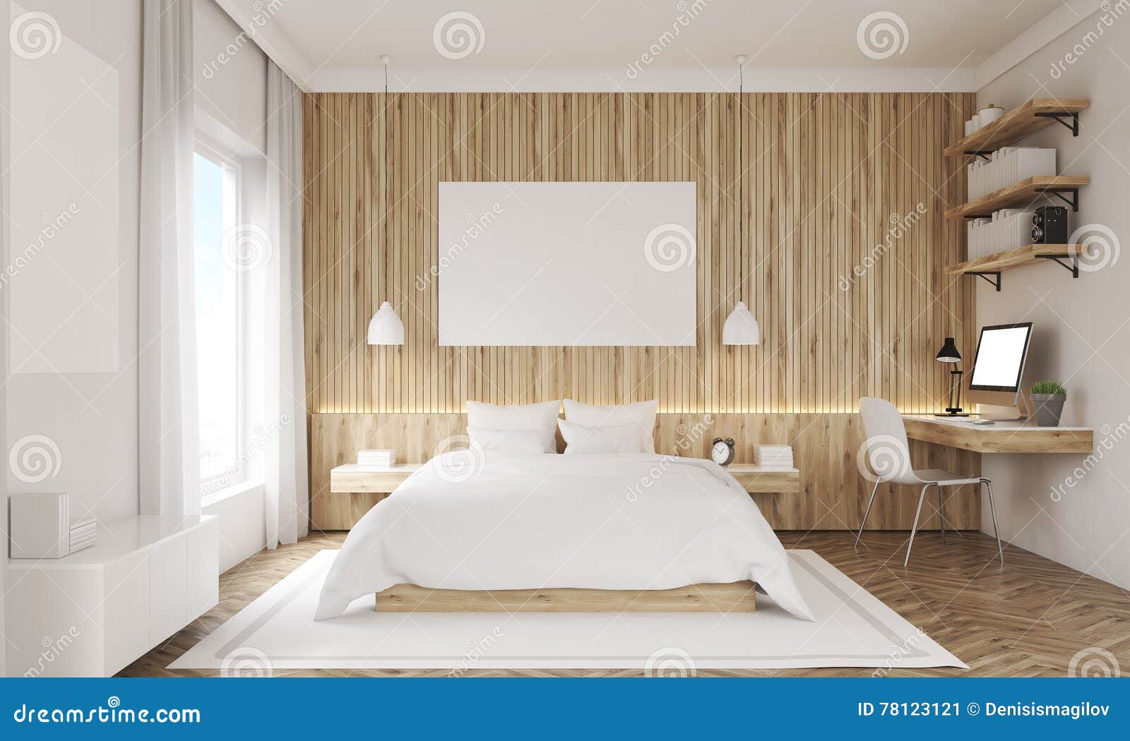 Bedroom With Shelves Stock Illustration Illustration Of