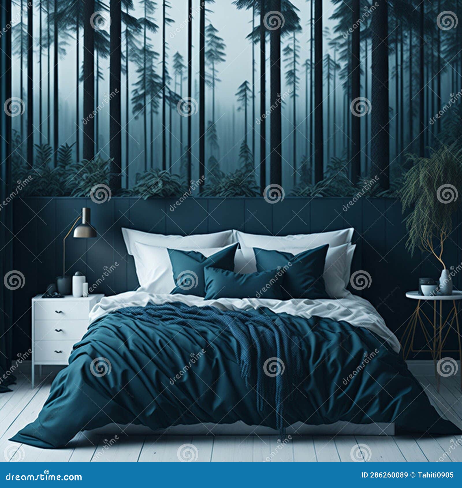 Bedroom with Wall Art Mockup Stock Illustration Illustration of home