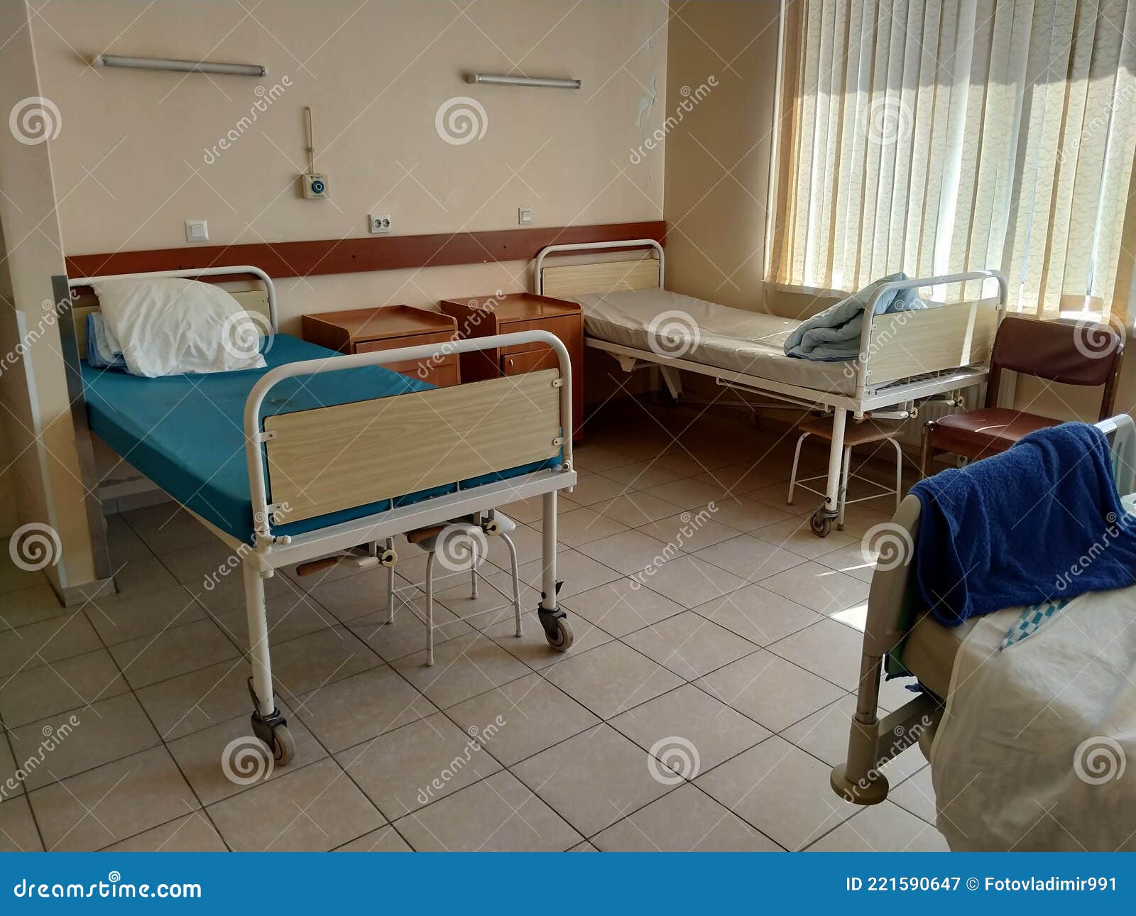 Beds in a Hospital Ward. the Modern Reality of a Hospital Room Stock