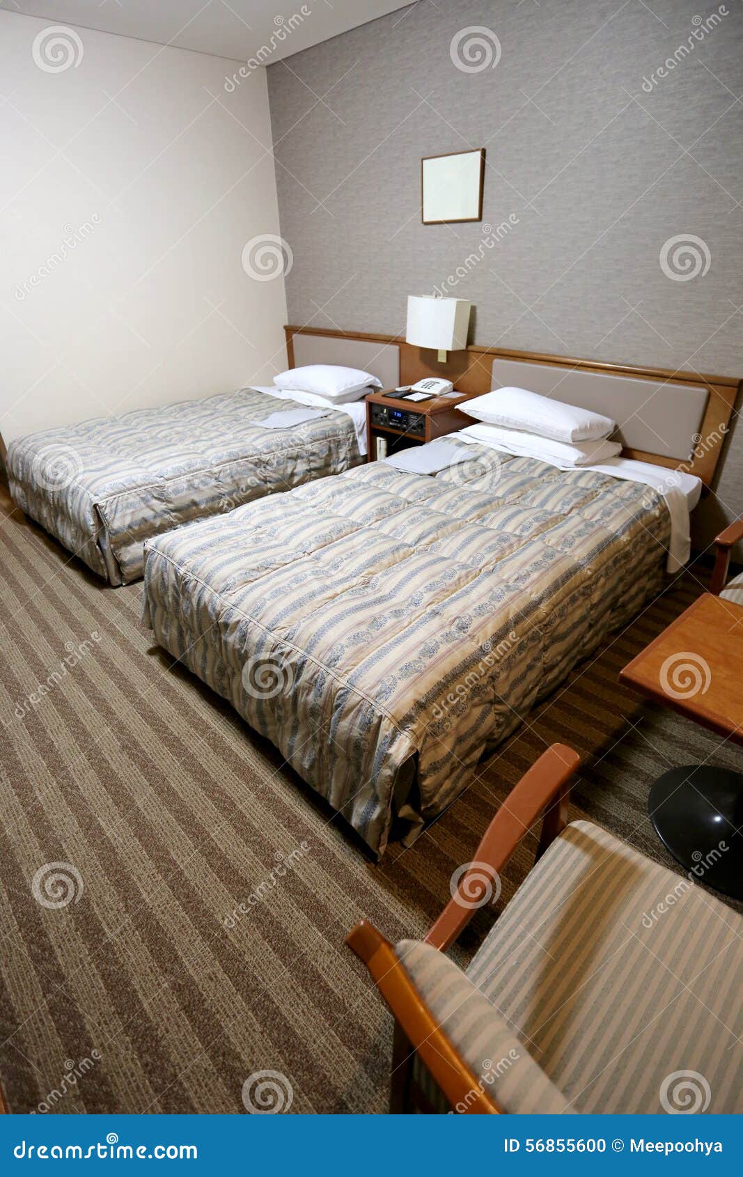 Beds in a hotel. stock photo. Image of room, blankets 56855600