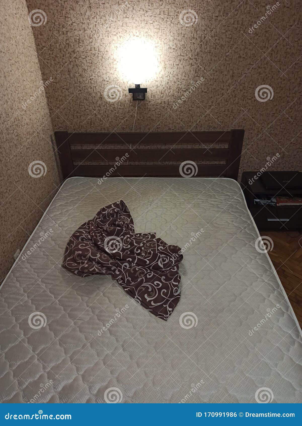 Bedsheet on Bed Mattress in Bedroom Stock Photo Image of wall, light