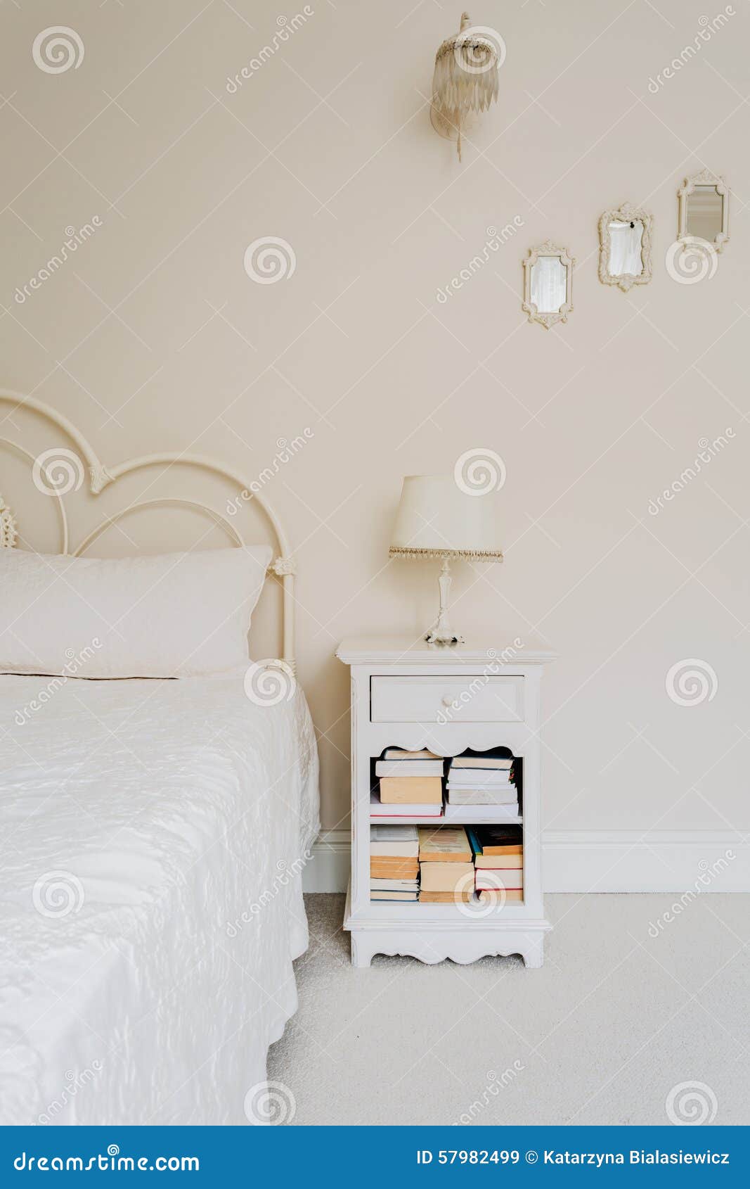 Bedside table with books stock image. Image of interior 57982499