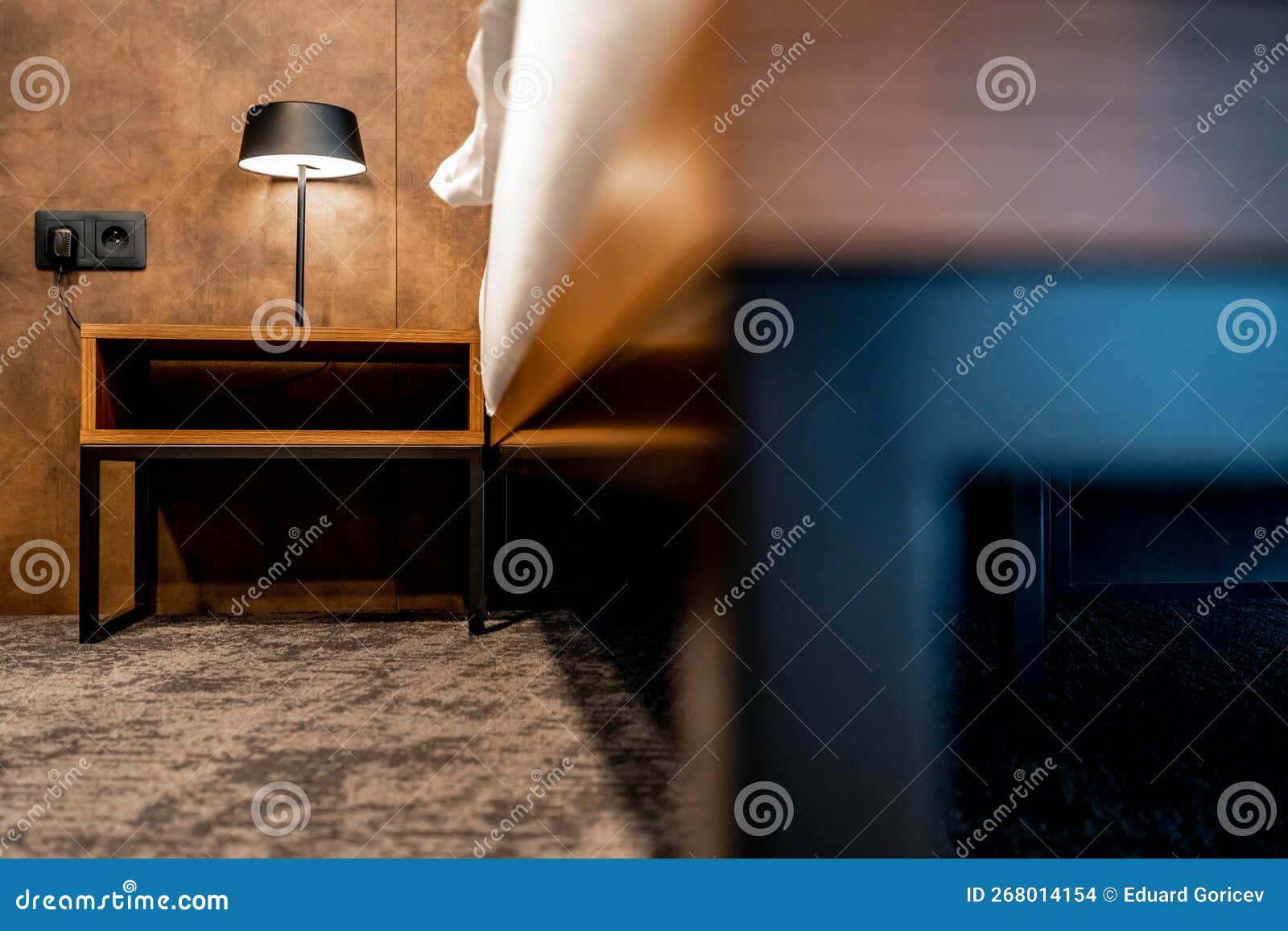 Bedside Table with Lamp in Hotel Room Stock Photo Image of hotel