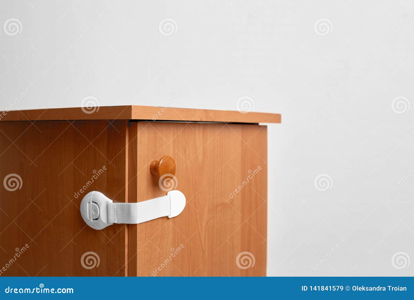 Bedside Table Wooden with Baby Proofing Cabinet Lock at Home Child Safety  Stock Image - Image of appliance, closet: 141841579