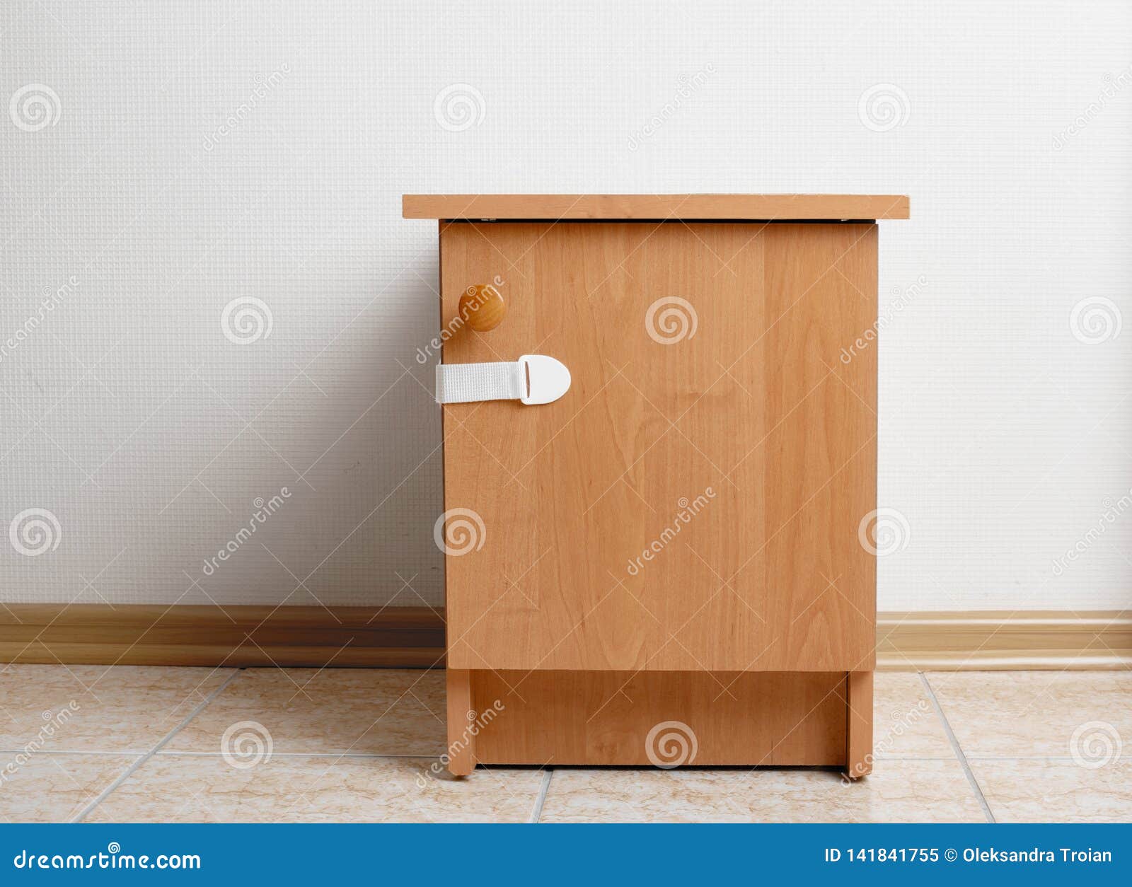 Bedside Table Wooden With Baby Proofing Cabinet Lock At Home Child