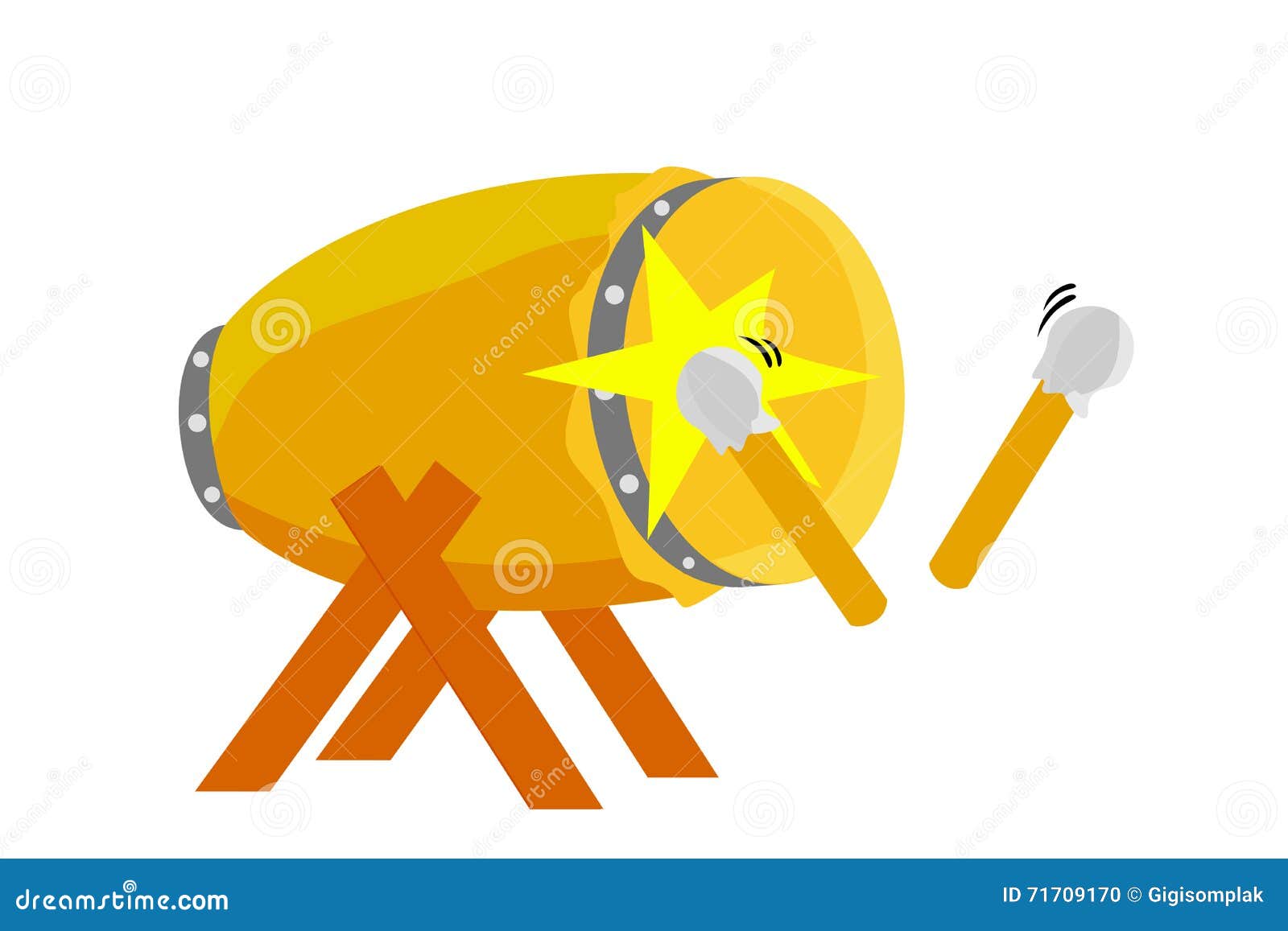 Bedug, (indonesia Traditional Drum) And Stick Stock Vector 