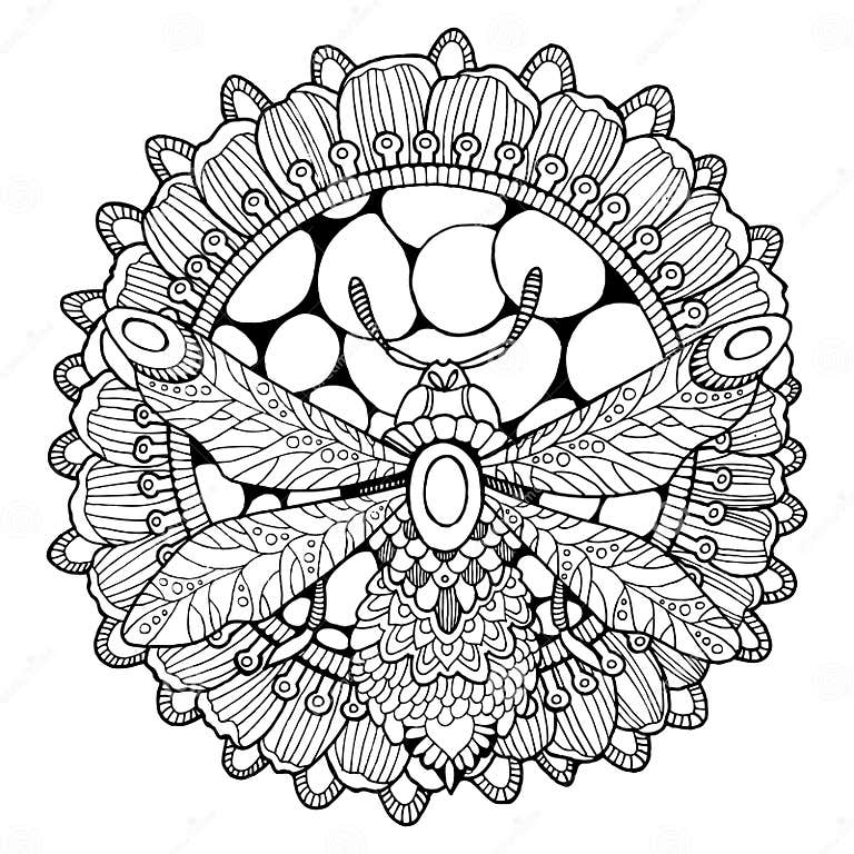 Bee and Flower Coloring Book Vector Illustration Stock Vector