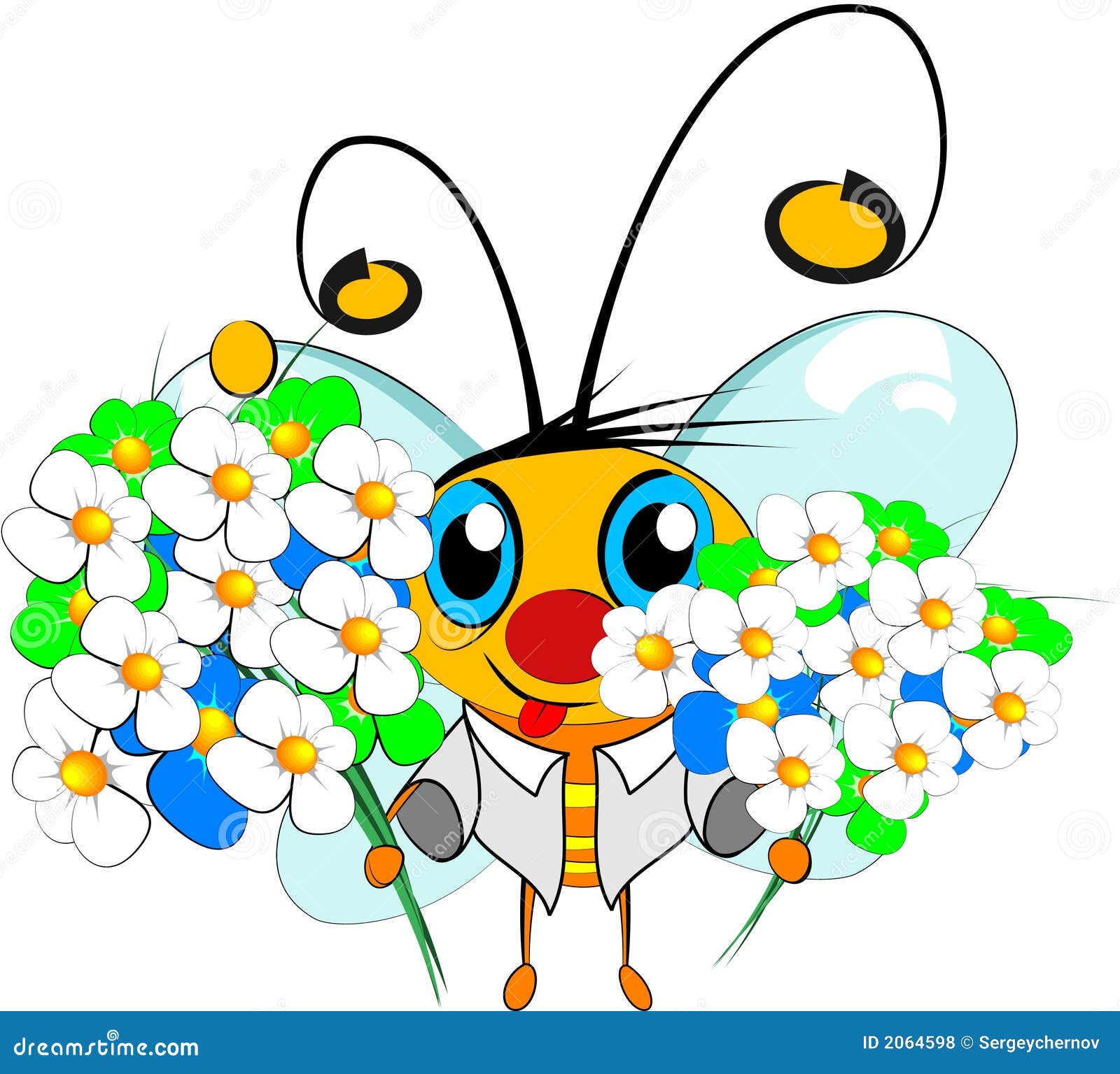 Bee and flowers stock illustration. Illustration of friend - 2064598