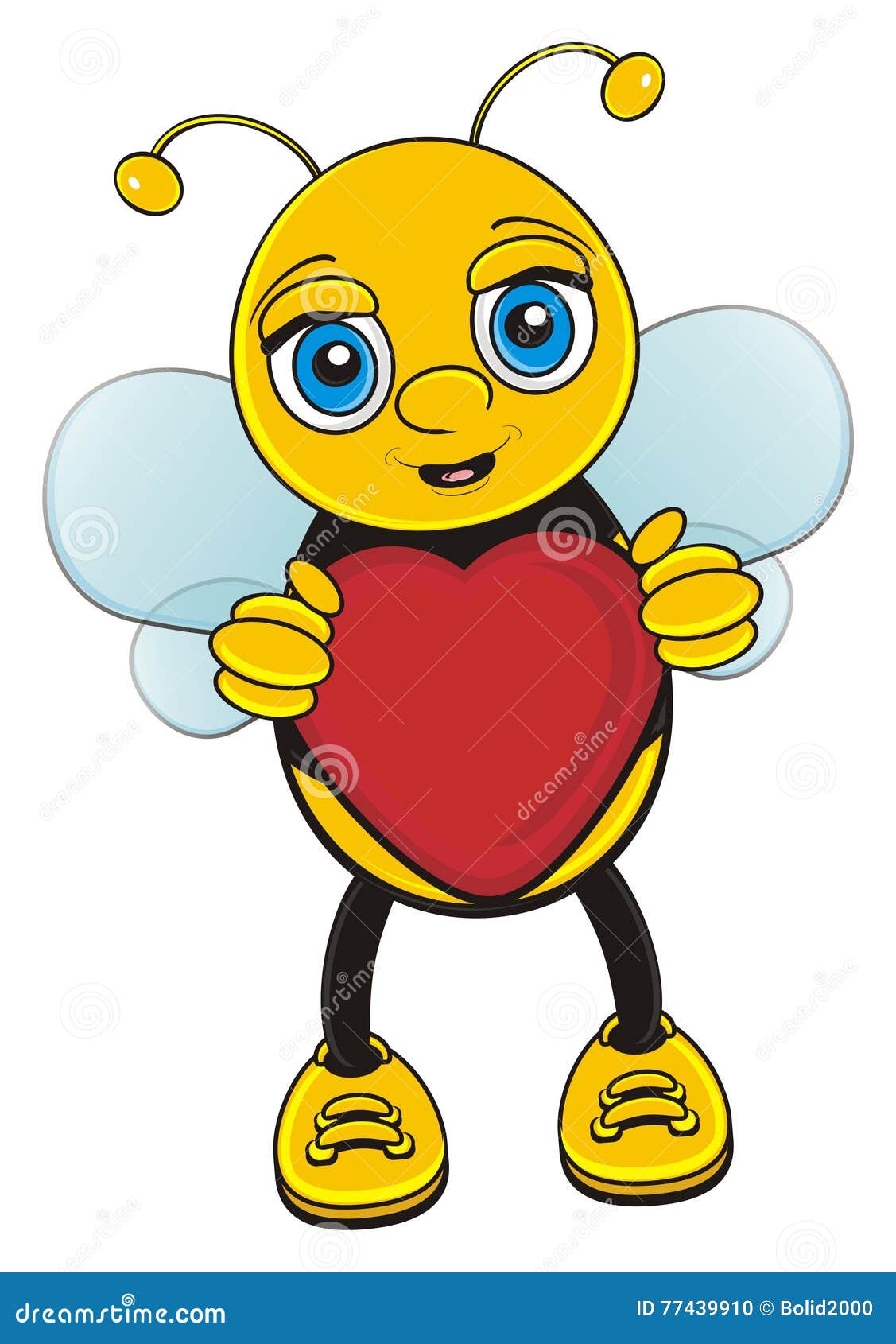 Bee hold a heart stock illustration. Illustration of stand 77439910