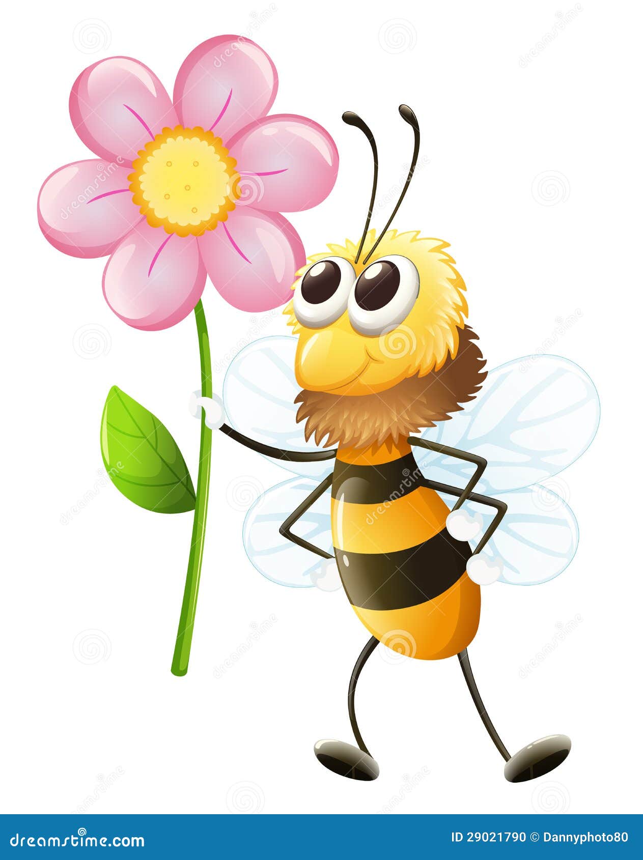 A bee holding a flower stock vector. Illustration of petal - 29021790
