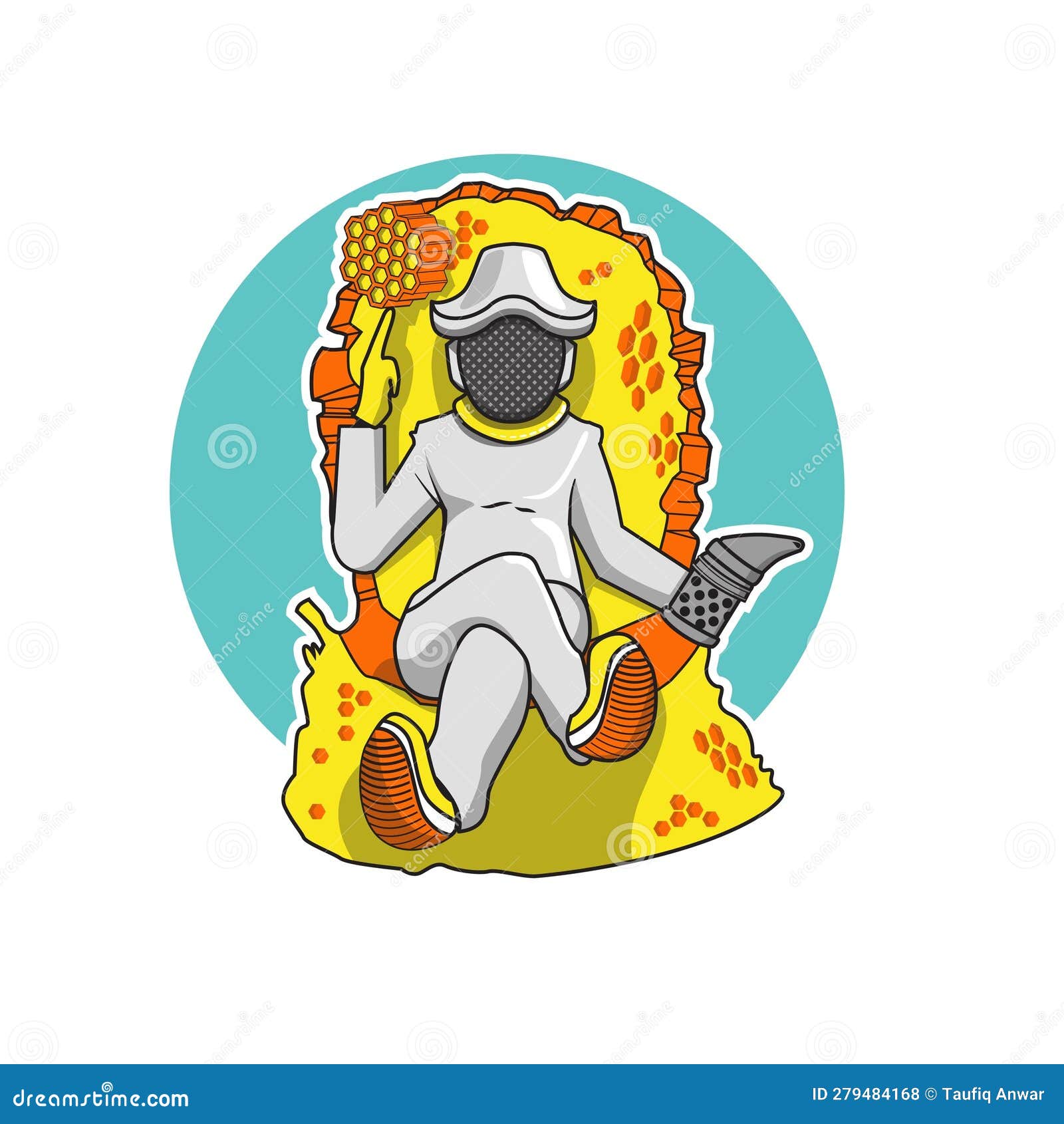 Bee Keeper Sitting on the Throne of the Honey Comp Illustration Stock