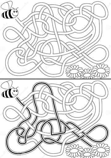Bee Maze stock vector. Illustration of labyrinth, insect - 37498828