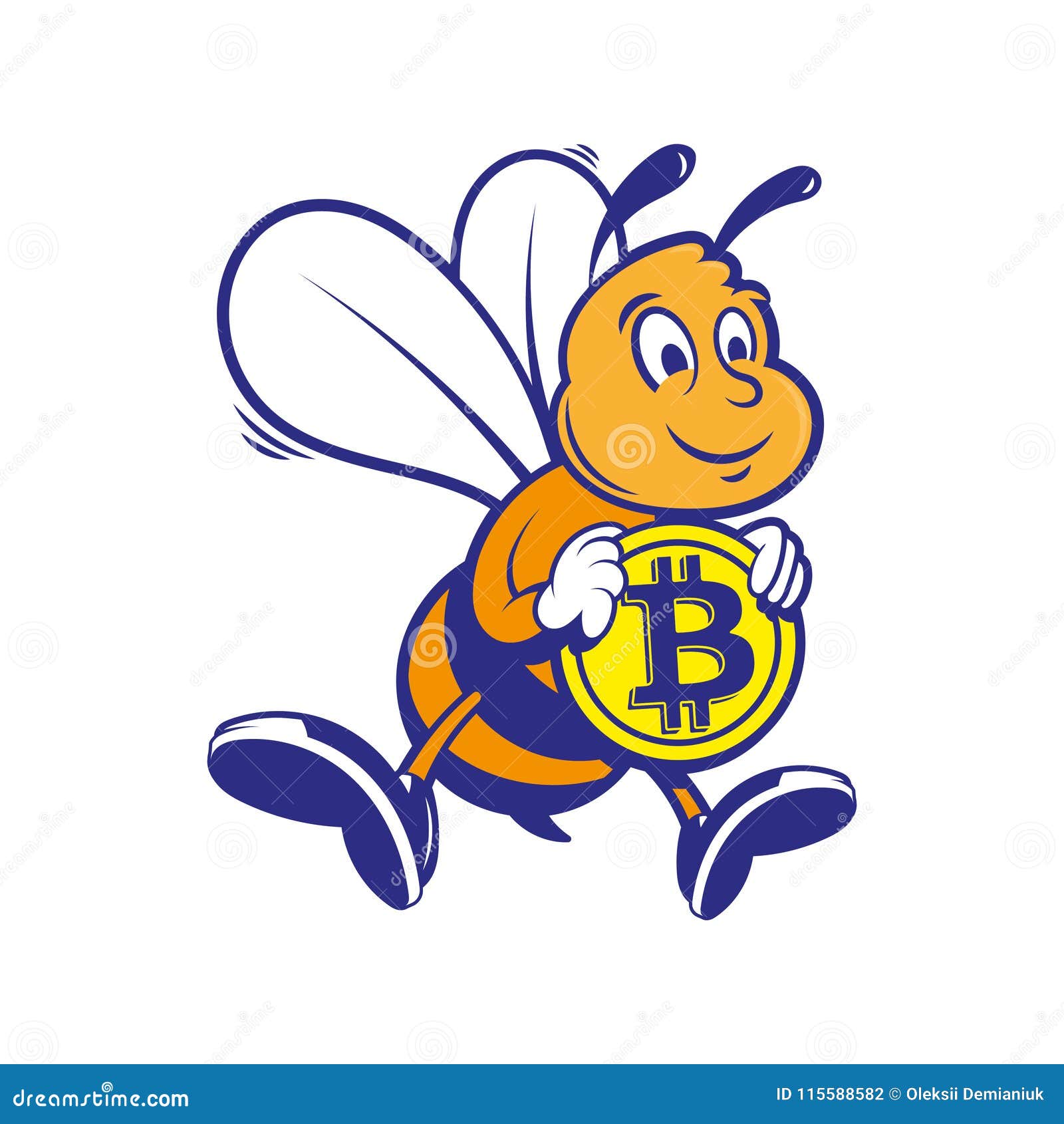 Bee Miner Keep Gold Bitcoin Stock Vector - Illustration of ...