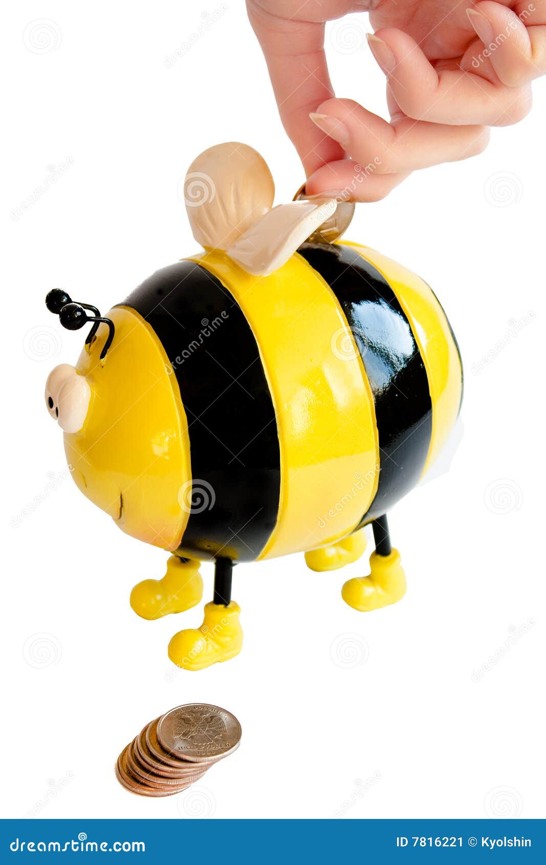 Bee moneybox stock image. Image of stripe, female, hand 7816221