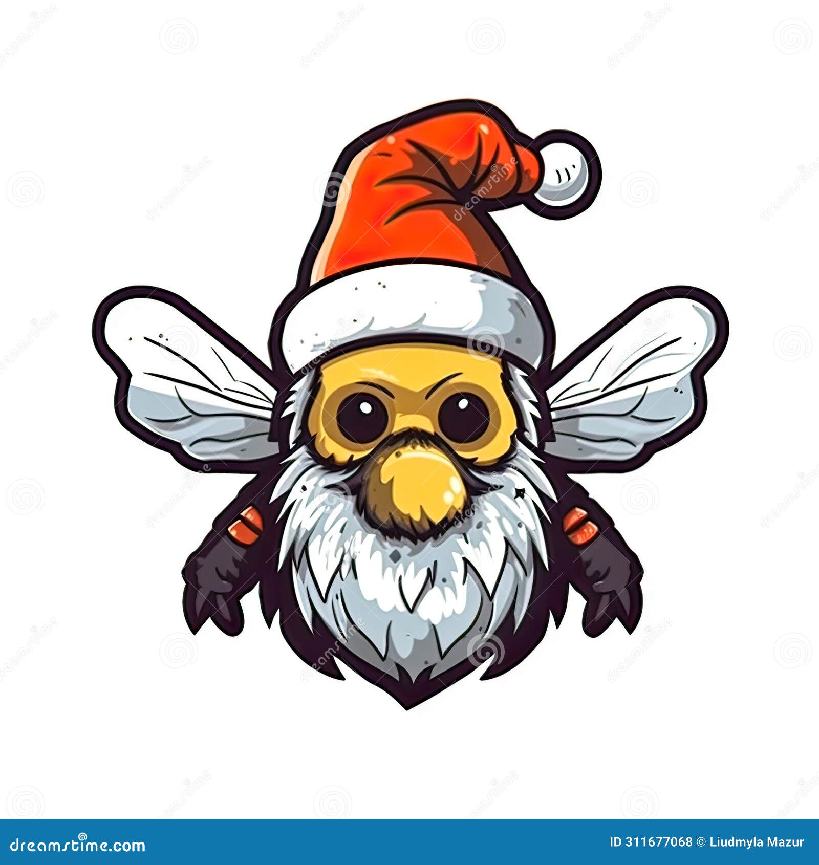 Bee in santa claus costume stock illustration. Illustration of emblem ...