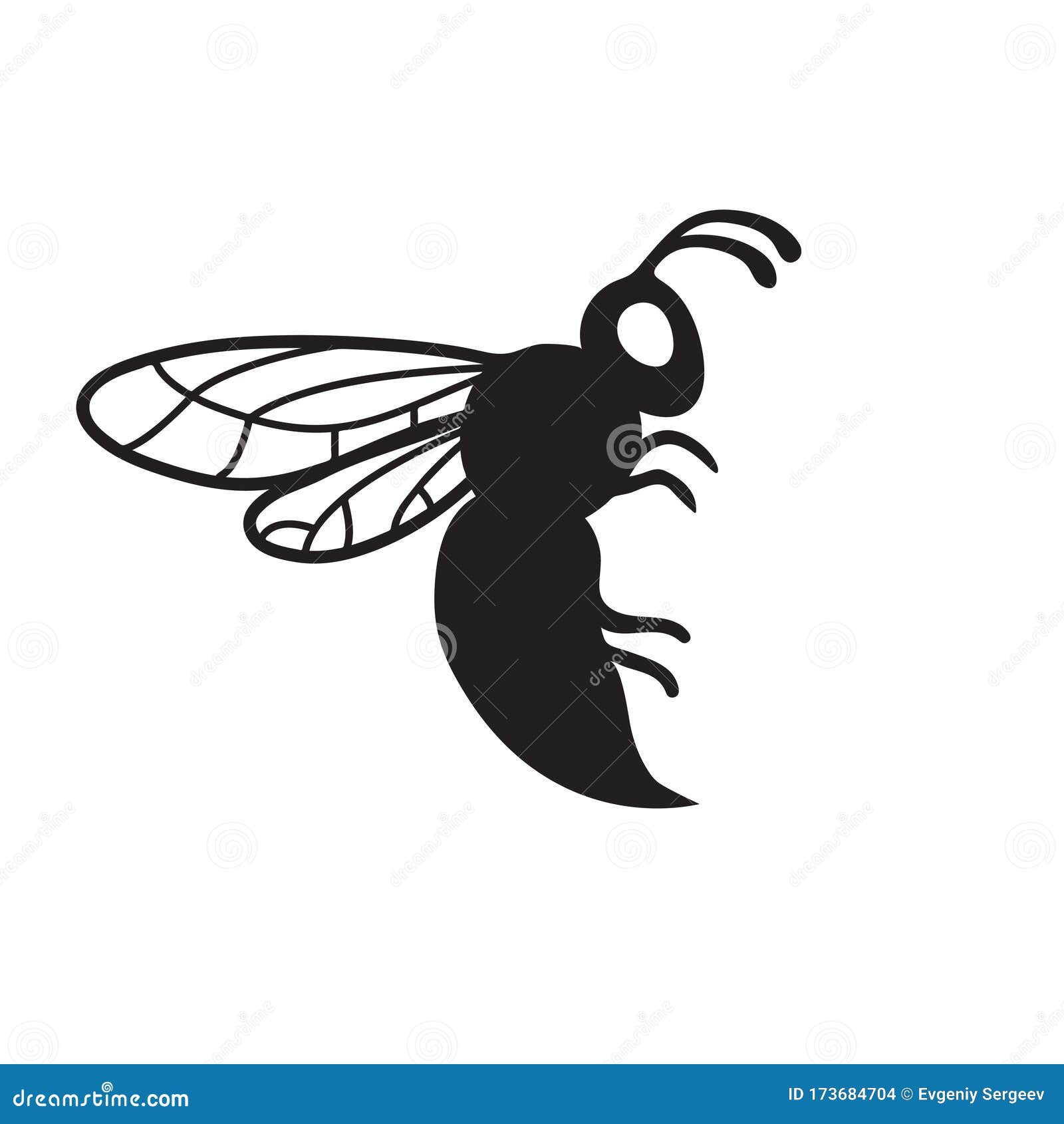 Download The Bee Silhouette Icon Is Black On A White Isolated ...