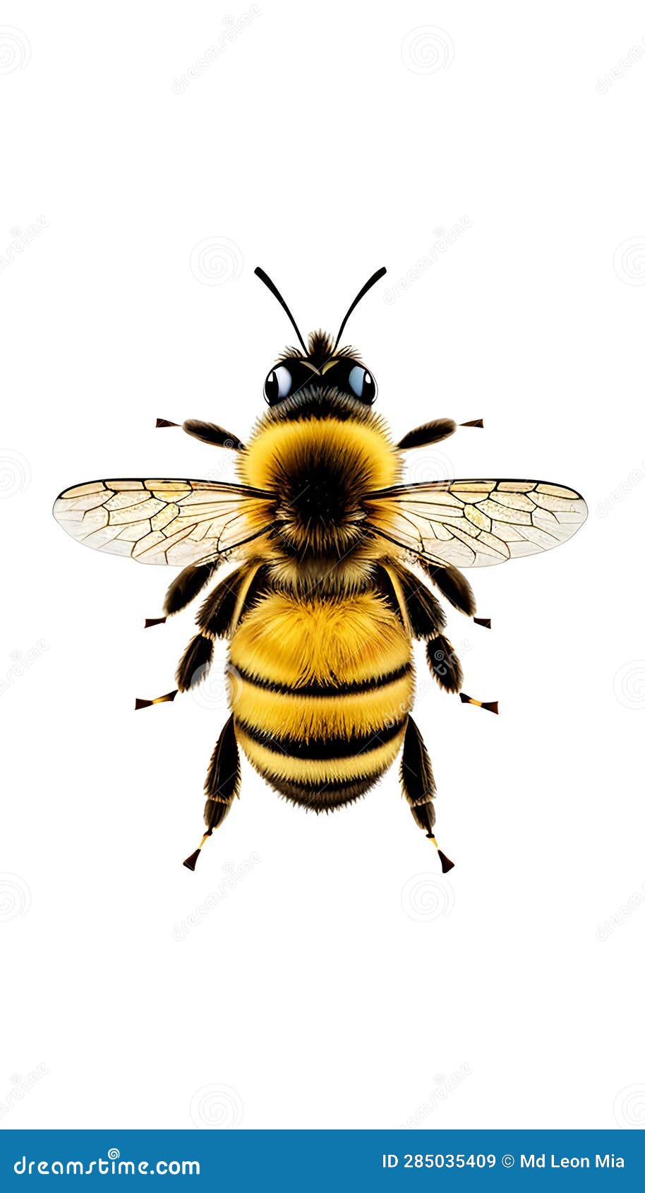 Bee white background stock illustration. Illustration of pollen 285035409