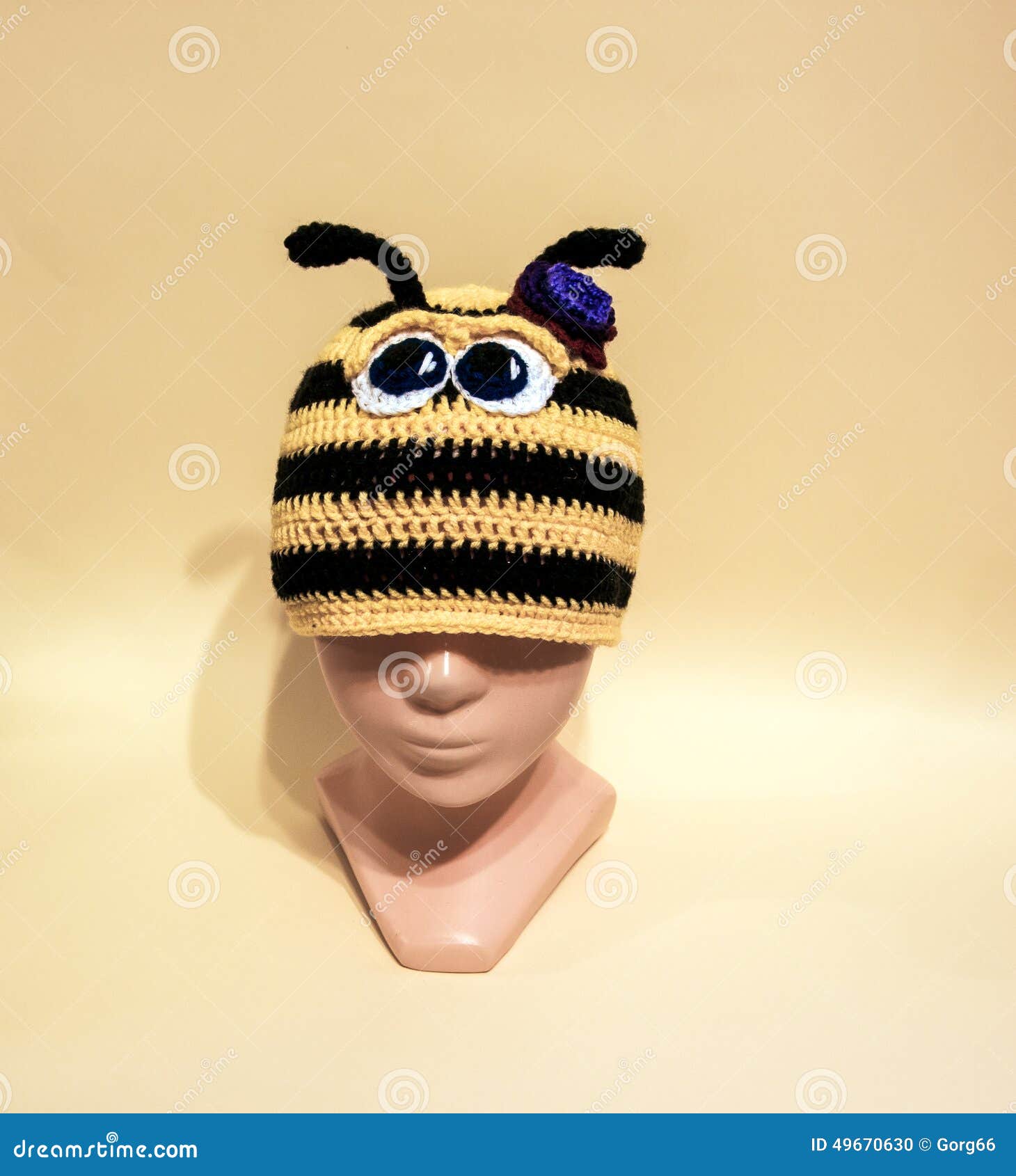 Bee woolen hat for kids stock photo. Image of insect - 49670630