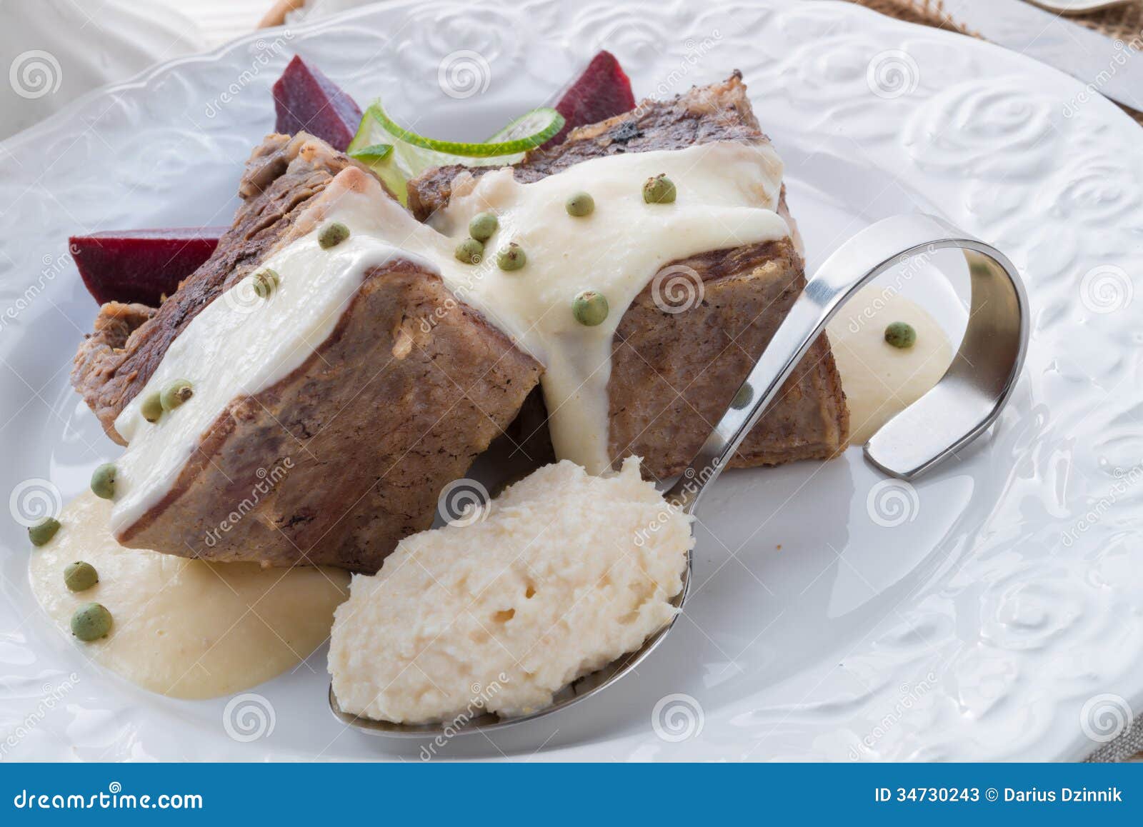 Beef with Beetroot and Horseradish Sauce Stock Image Image of gourmet