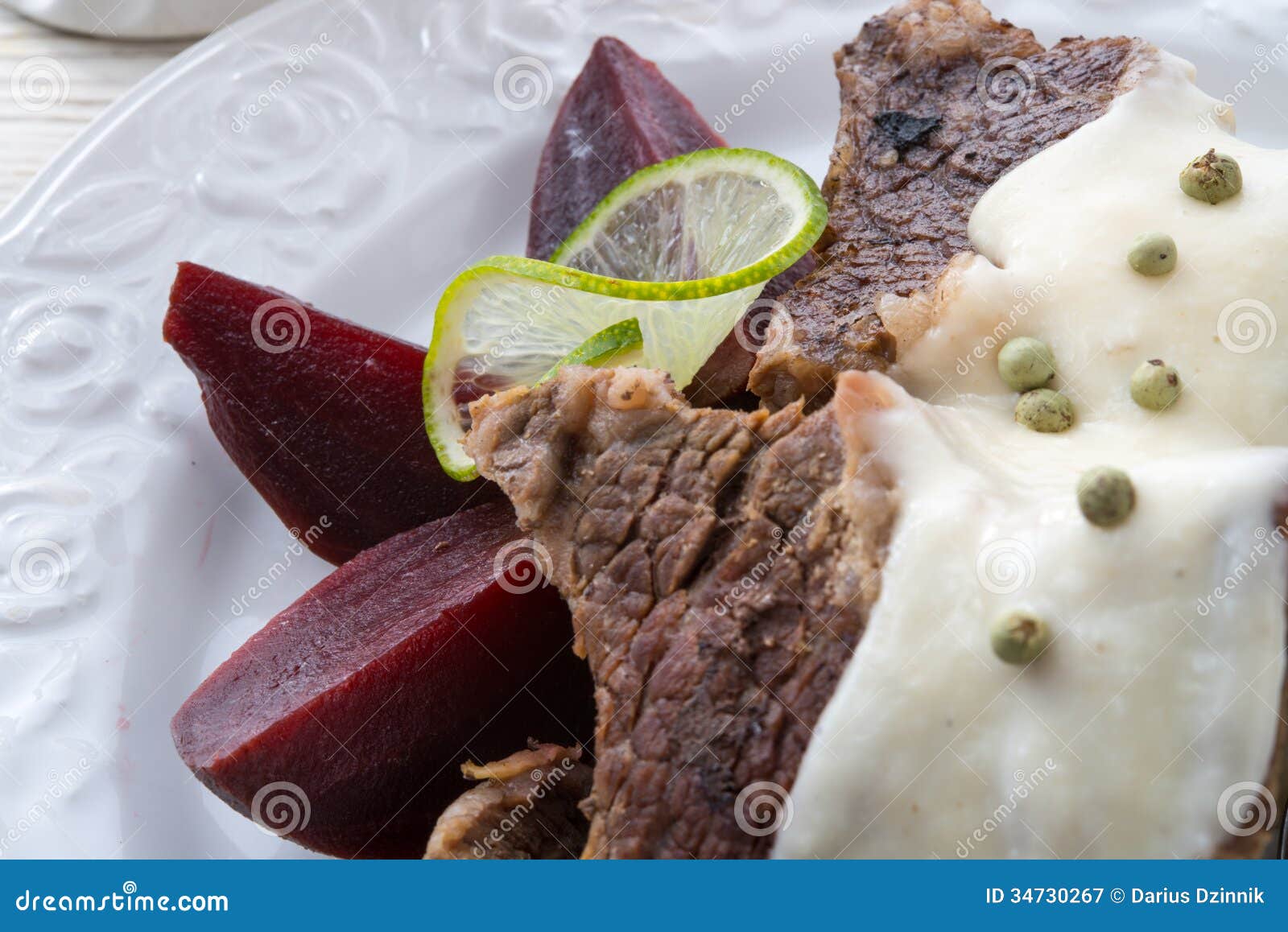 Beef with Beetroot and Horseradish Sauce Stock Image Image of dishes
