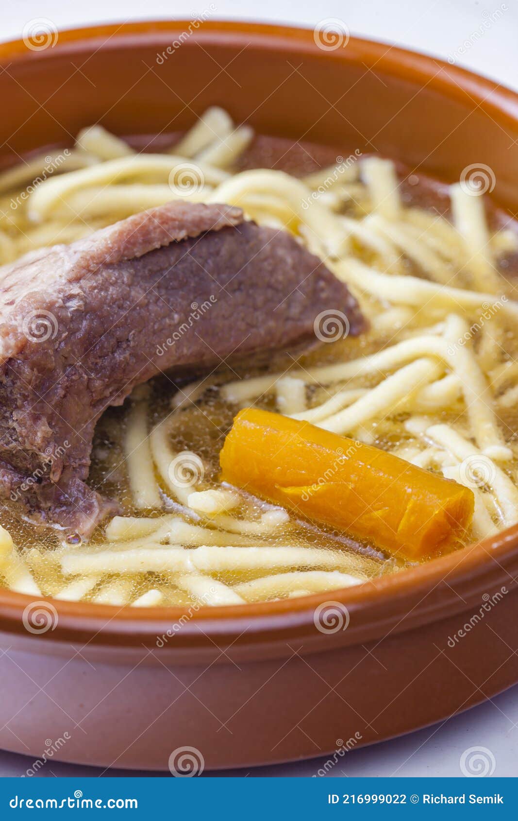 Beef Bouillon with Carrot and Noodles Stock Photo Image of pasta