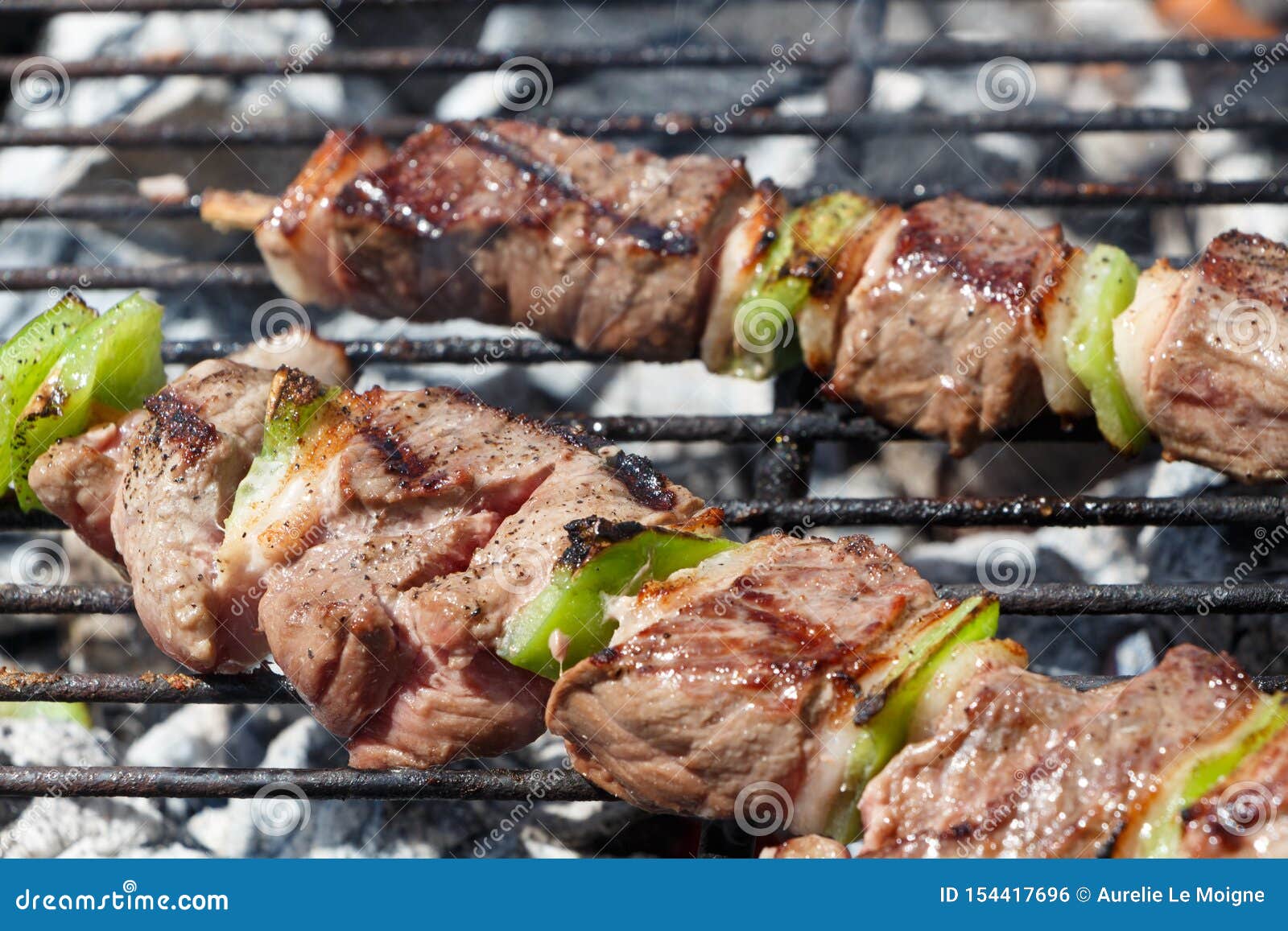 Beef Brochettes on Barbecue Stock Photo Image of rack, salt 154417696