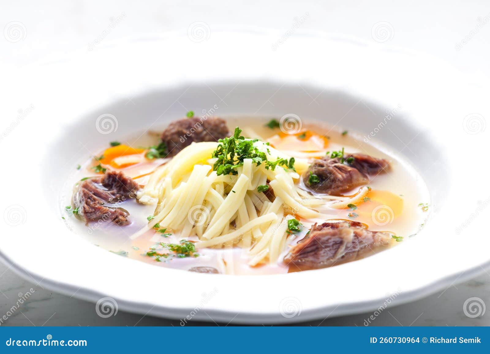 Beef Broth with Noodles and Carrot Stock Photo Image of rustic, meal