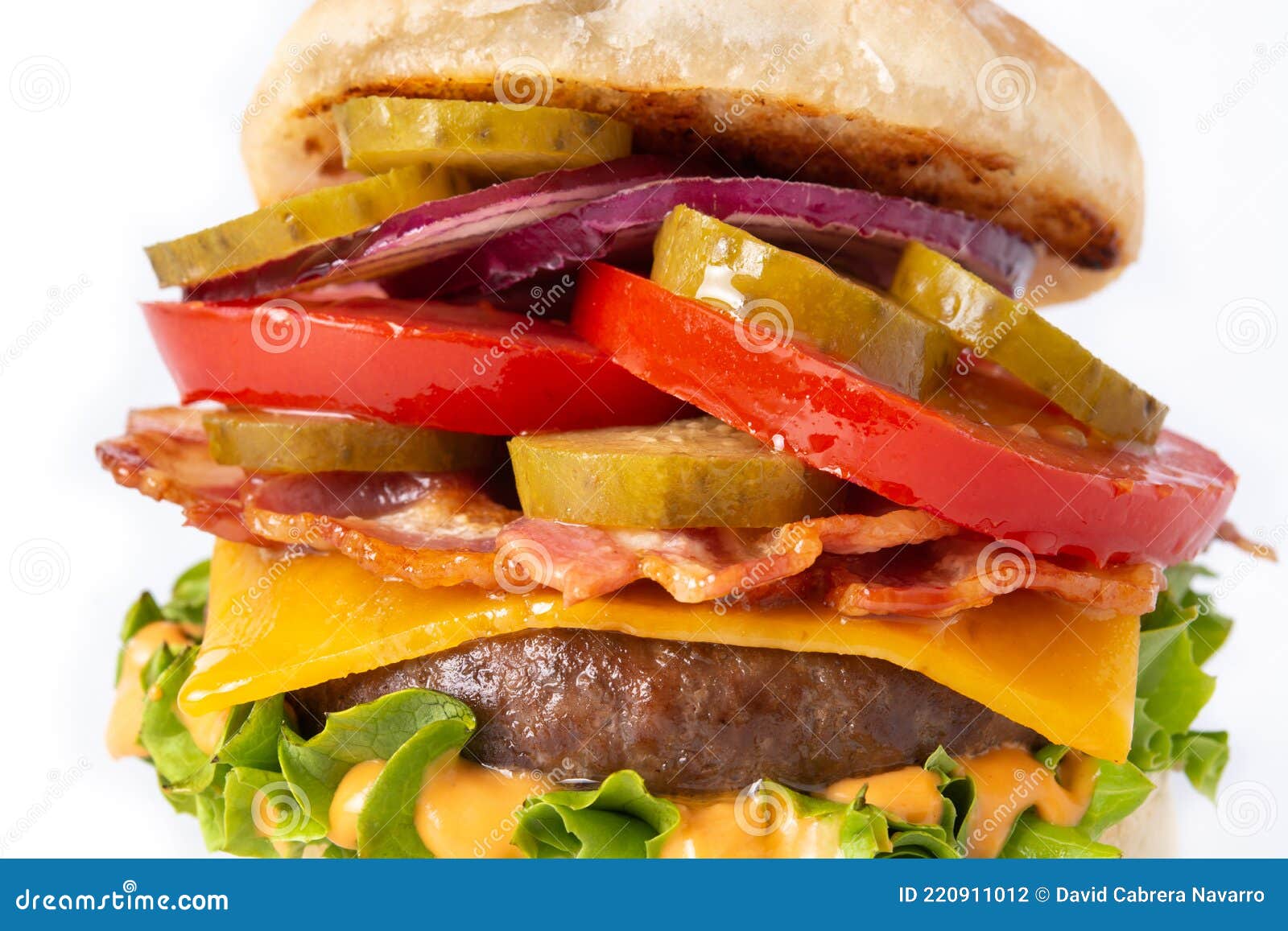 Beef Burger with Bacon. Close Up Stock Photo - Image of ingredient